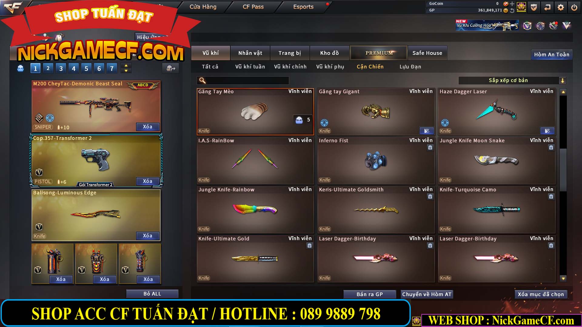 MÃ CF14357 - GIÁ : 8888K - CHIẾN ZOM XINH - C4 ĐẸP - 61 VIP - VIP5