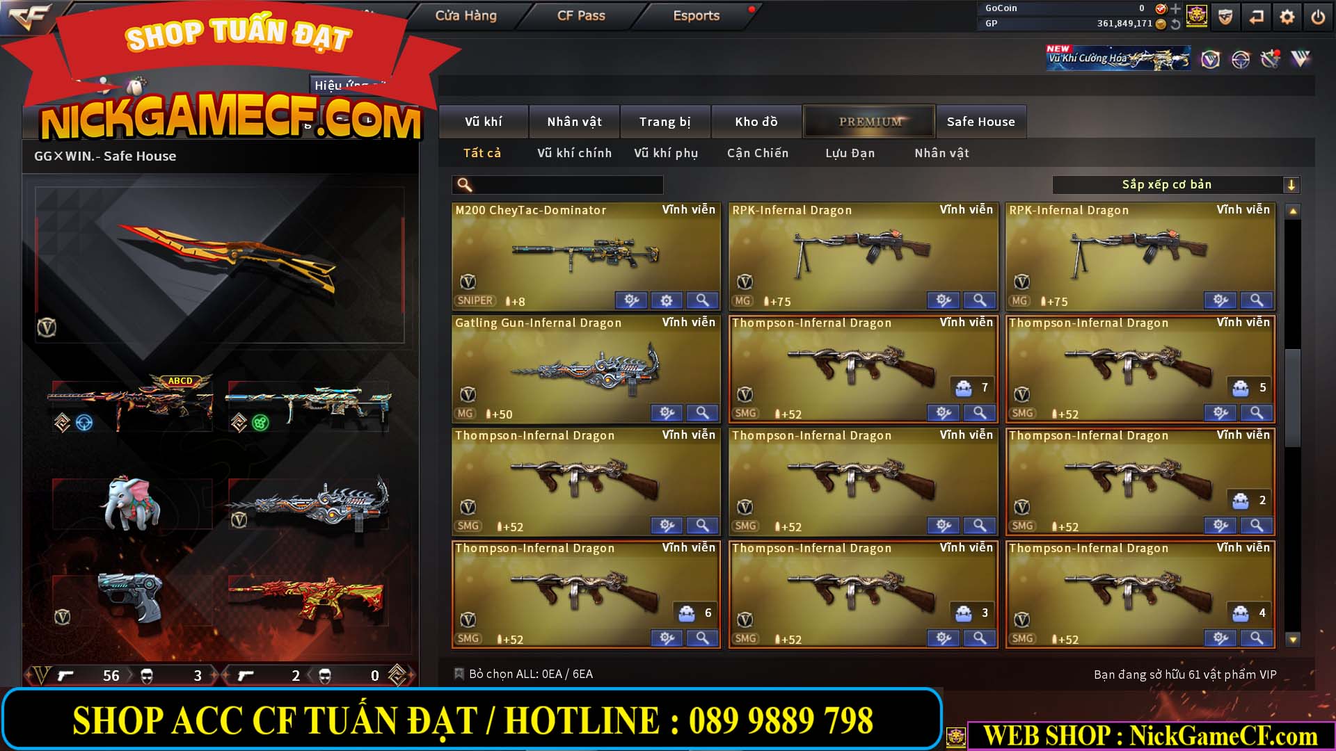 MÃ CF14357 - GIÁ : 8888K - CHIẾN ZOM XINH - C4 ĐẸP - 61 VIP - VIP5