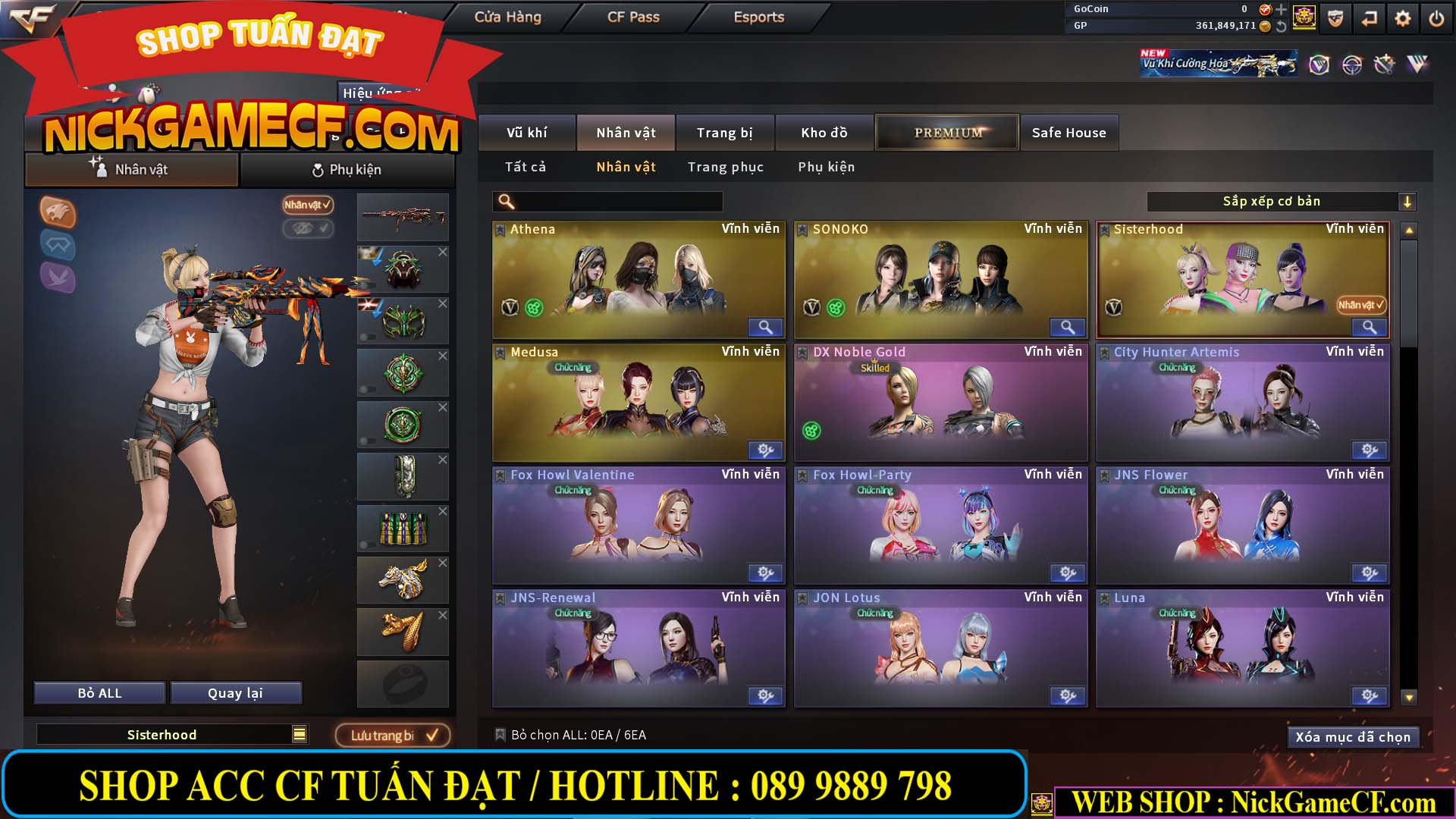 MÃ CF14357 - GIÁ : 8888K - CHIẾN ZOM XINH - C4 ĐẸP - 61 VIP - VIP5