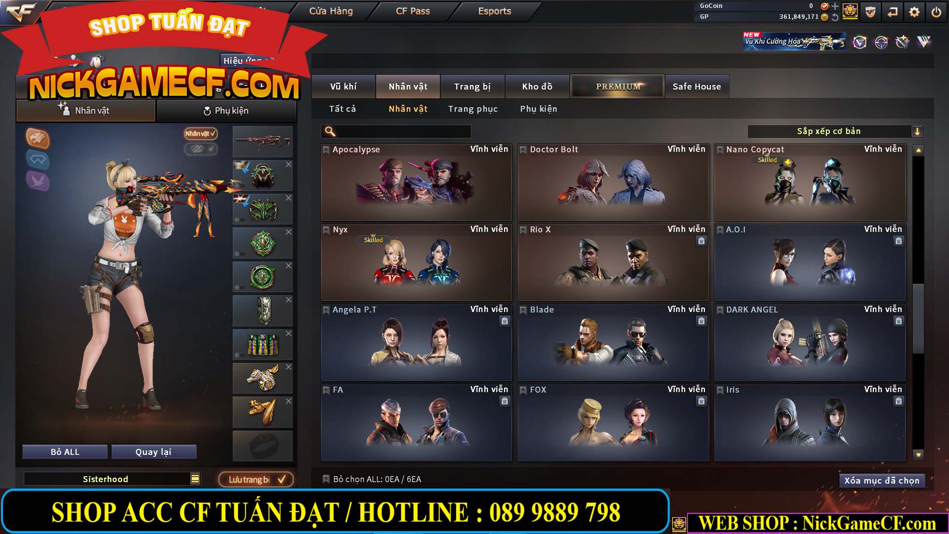 MÃ CF14357 - GIÁ : 8888K - CHIẾN ZOM XINH - C4 ĐẸP - 61 VIP - VIP5