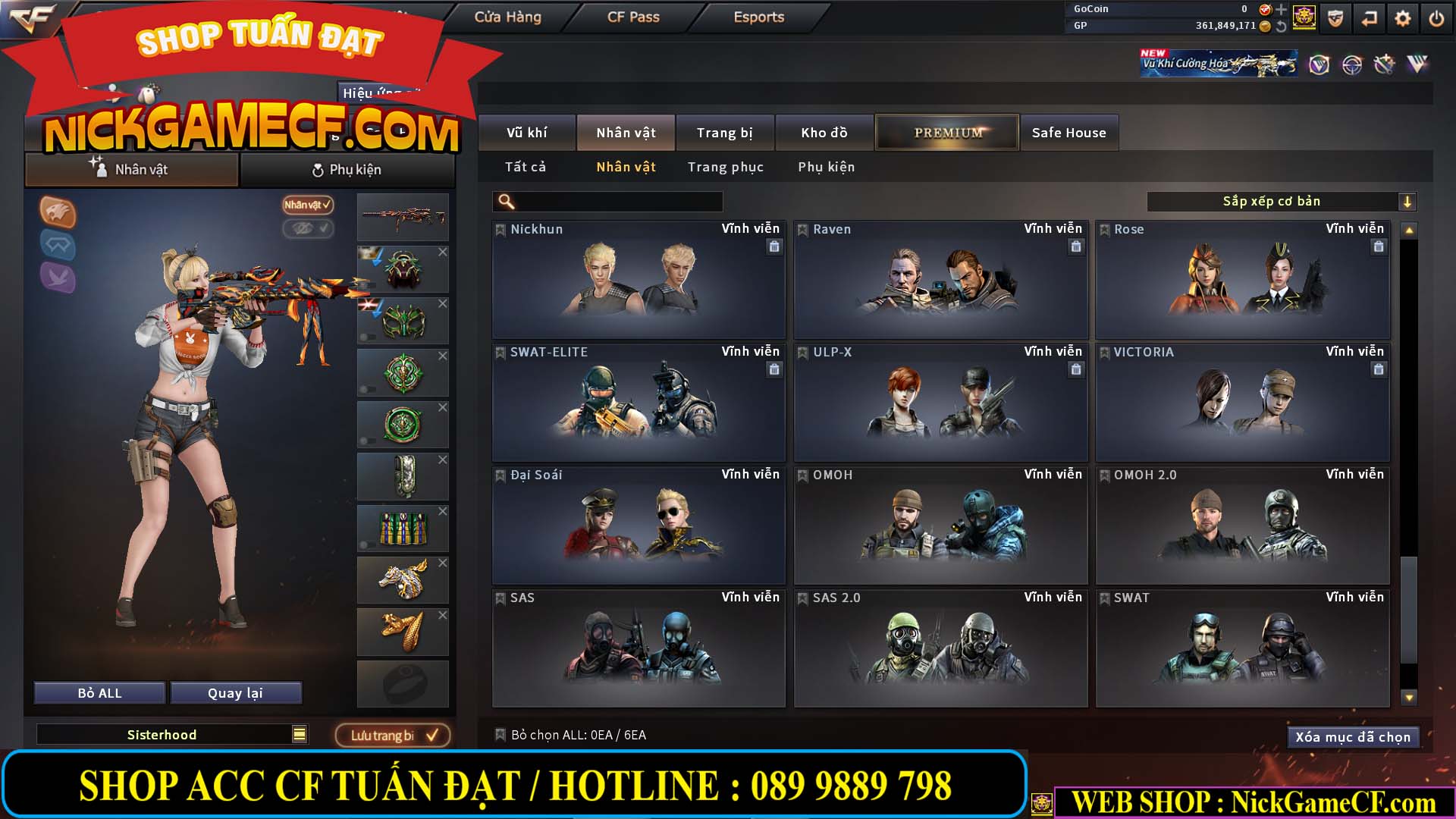 MÃ CF14357 - GIÁ : 8888K - CHIẾN ZOM XINH - C4 ĐẸP - 61 VIP - VIP5