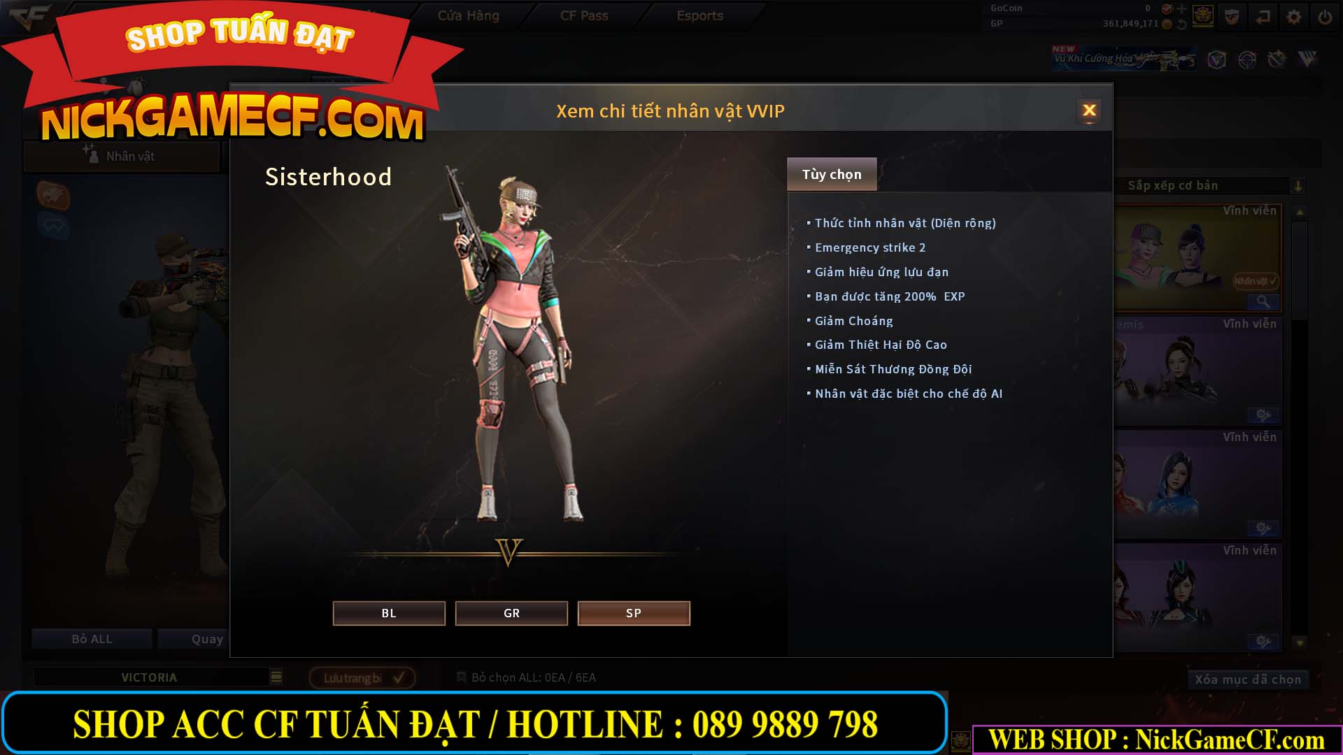 MÃ CF14357 - GIÁ : 8888K - CHIẾN ZOM XINH - C4 ĐẸP - 61 VIP - VIP5