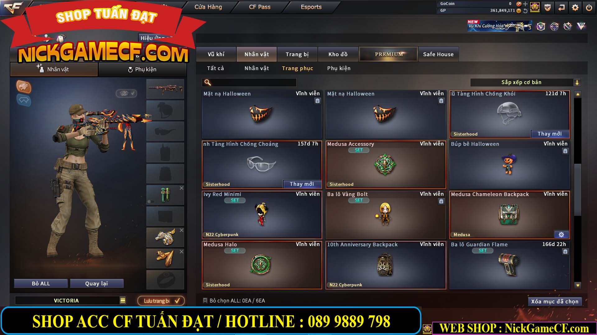 MÃ CF14357 - GIÁ : 8888K - CHIẾN ZOM XINH - C4 ĐẸP - 61 VIP - VIP5