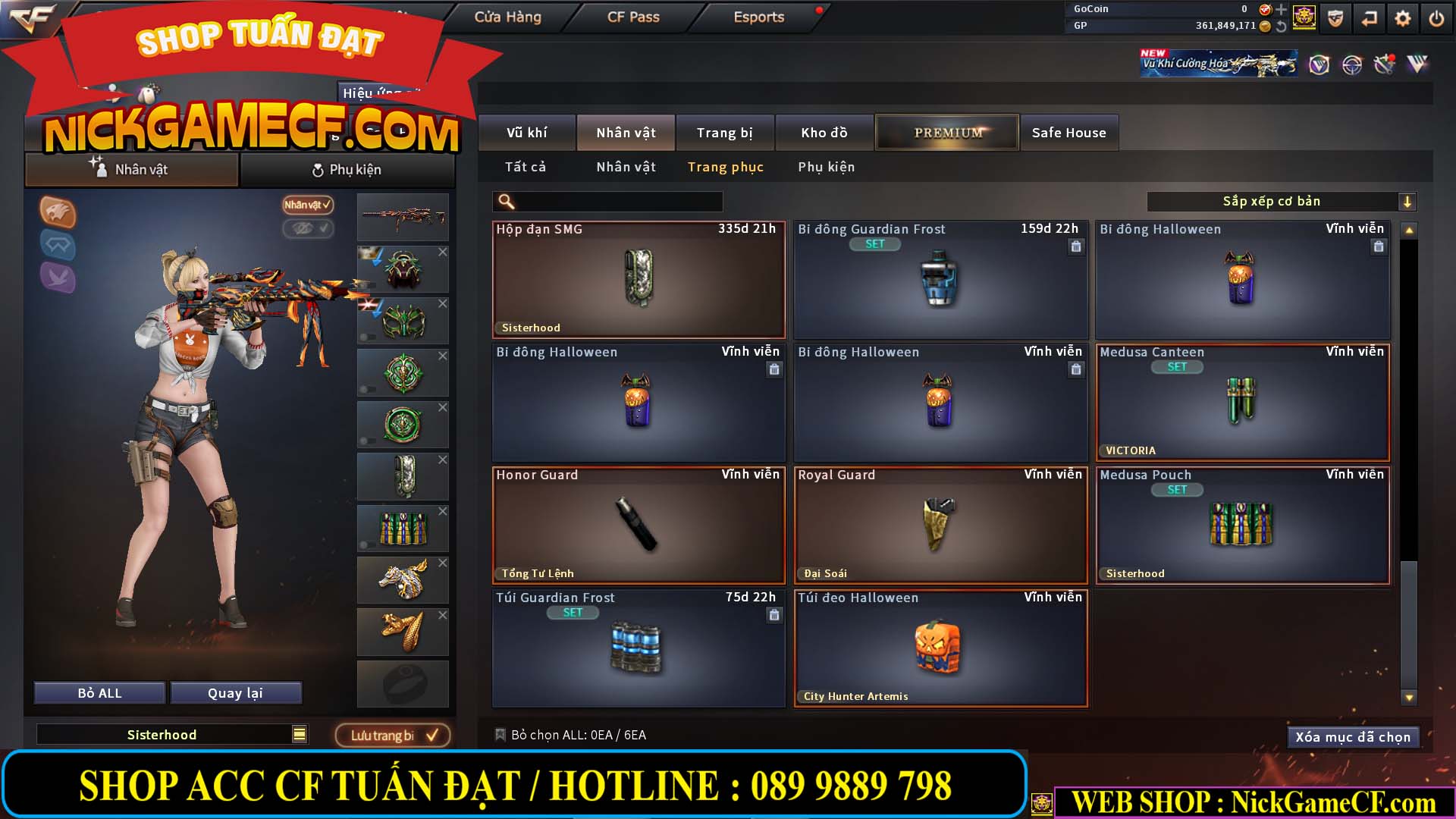 MÃ CF14357 - GIÁ : 8888K - CHIẾN ZOM XINH - C4 ĐẸP - 61 VIP - VIP5