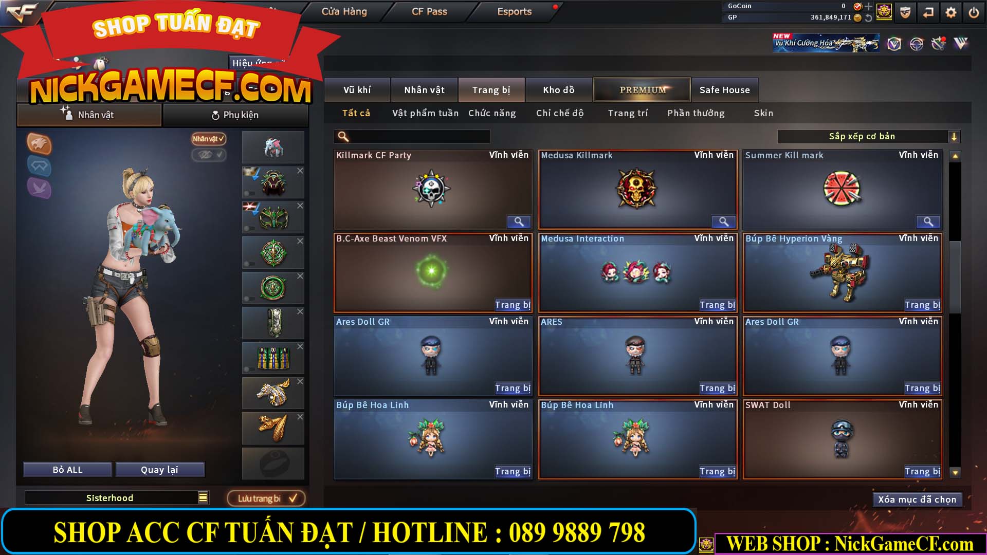 MÃ CF14357 - GIÁ : 8888K - CHIẾN ZOM XINH - C4 ĐẸP - 61 VIP - VIP5