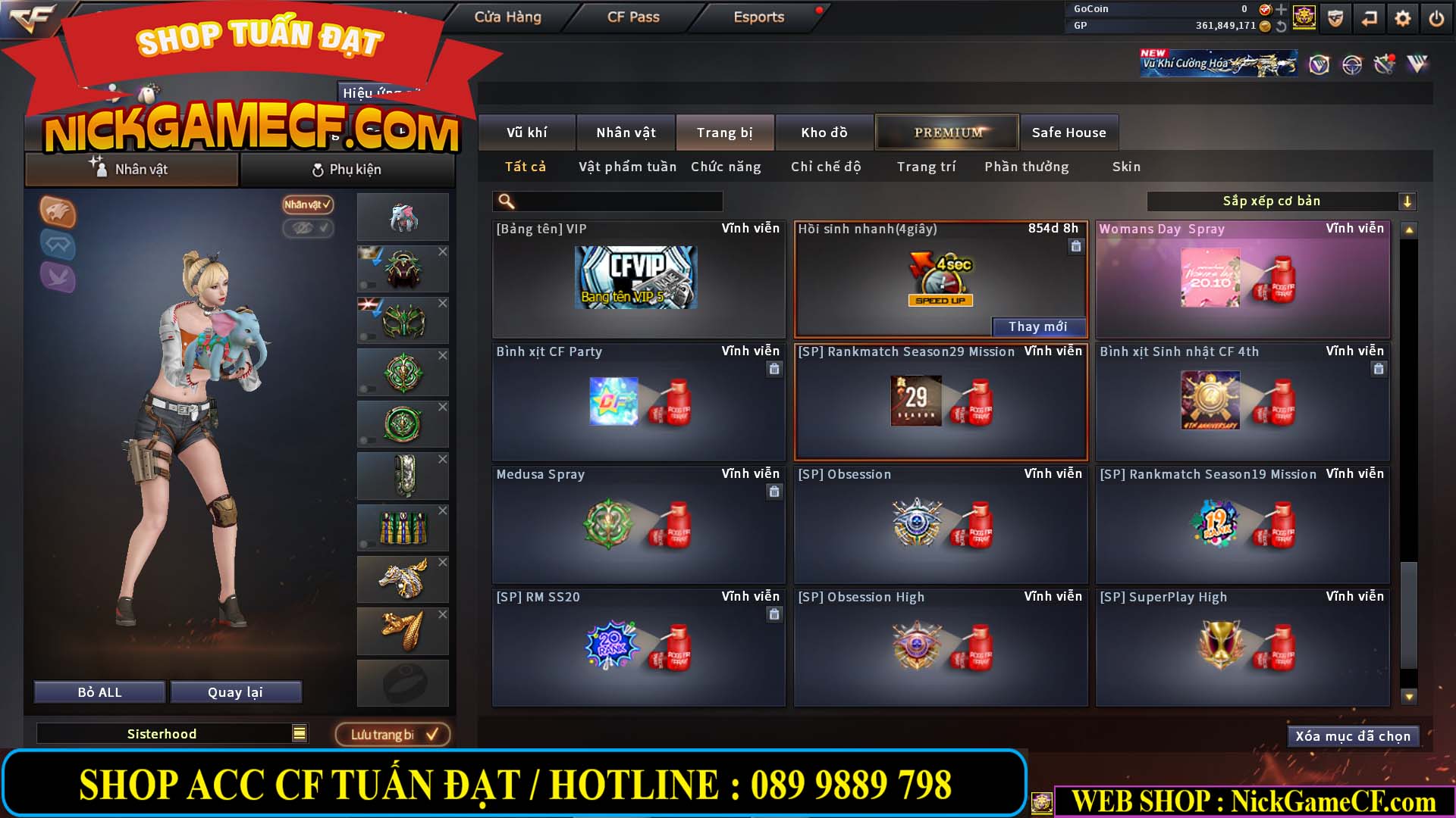 MÃ CF14357 - GIÁ : 8888K - CHIẾN ZOM XINH - C4 ĐẸP - 61 VIP - VIP5