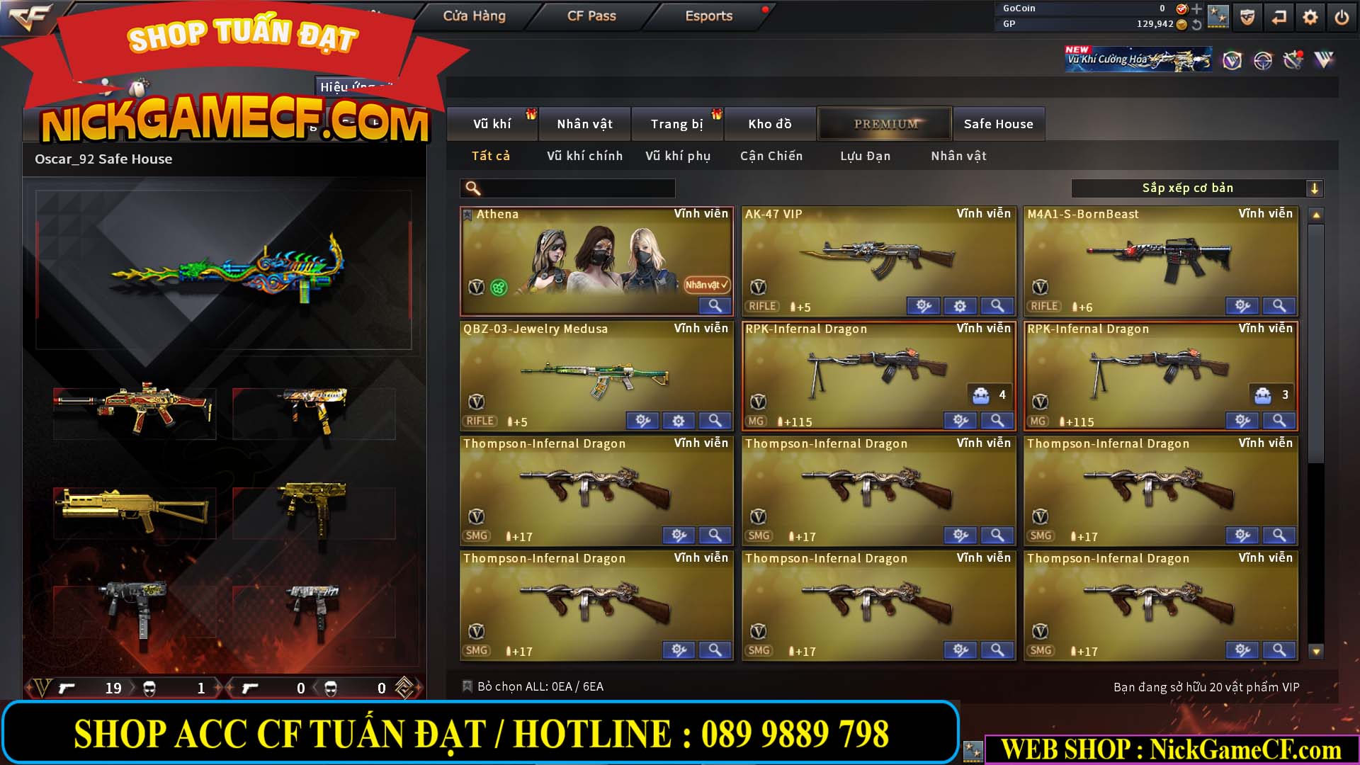 MÃ CF14484 - GIÁ : 2850K - CHIẾN ZOM SIÊU XINH - 20 VIP - GẦN VIP3