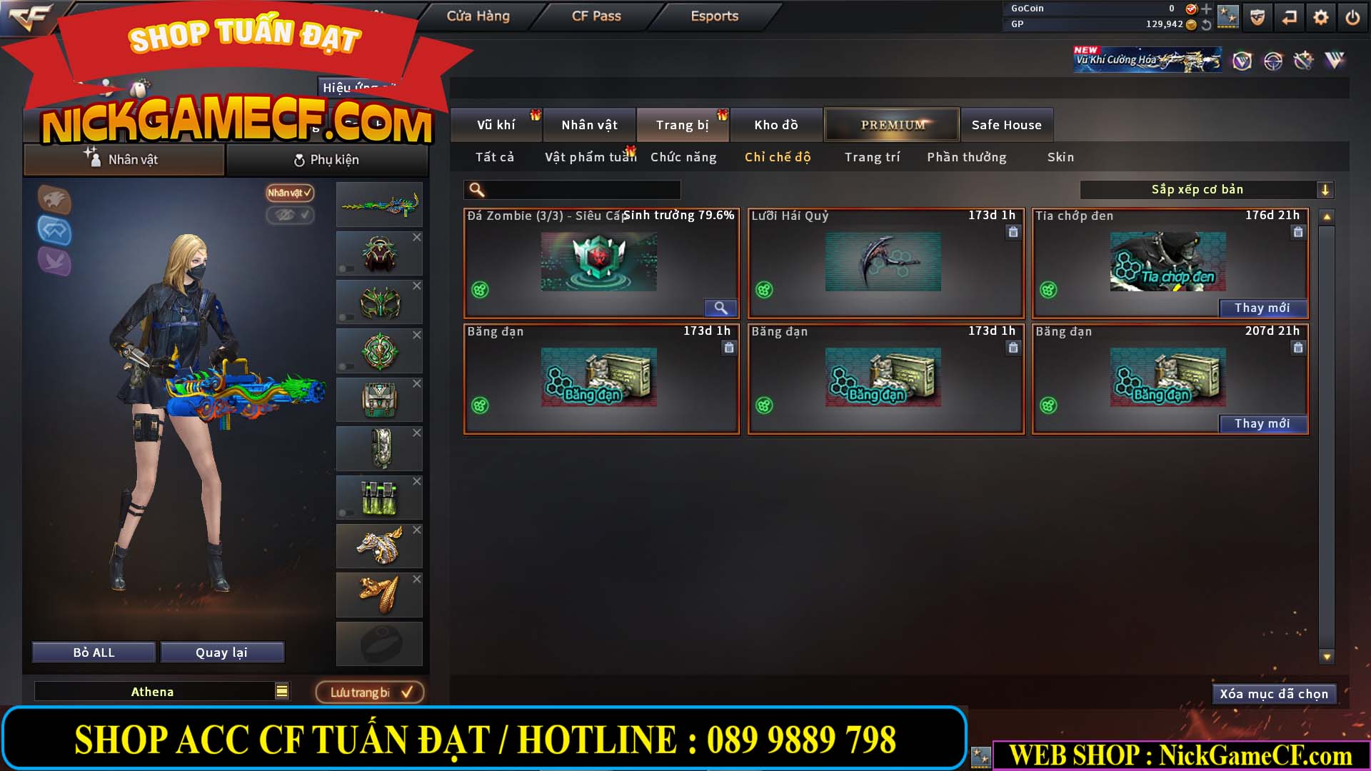 MÃ CF14484 - GIÁ : 2850K - CHIẾN ZOM SIÊU XINH - 20 VIP - GẦN VIP3