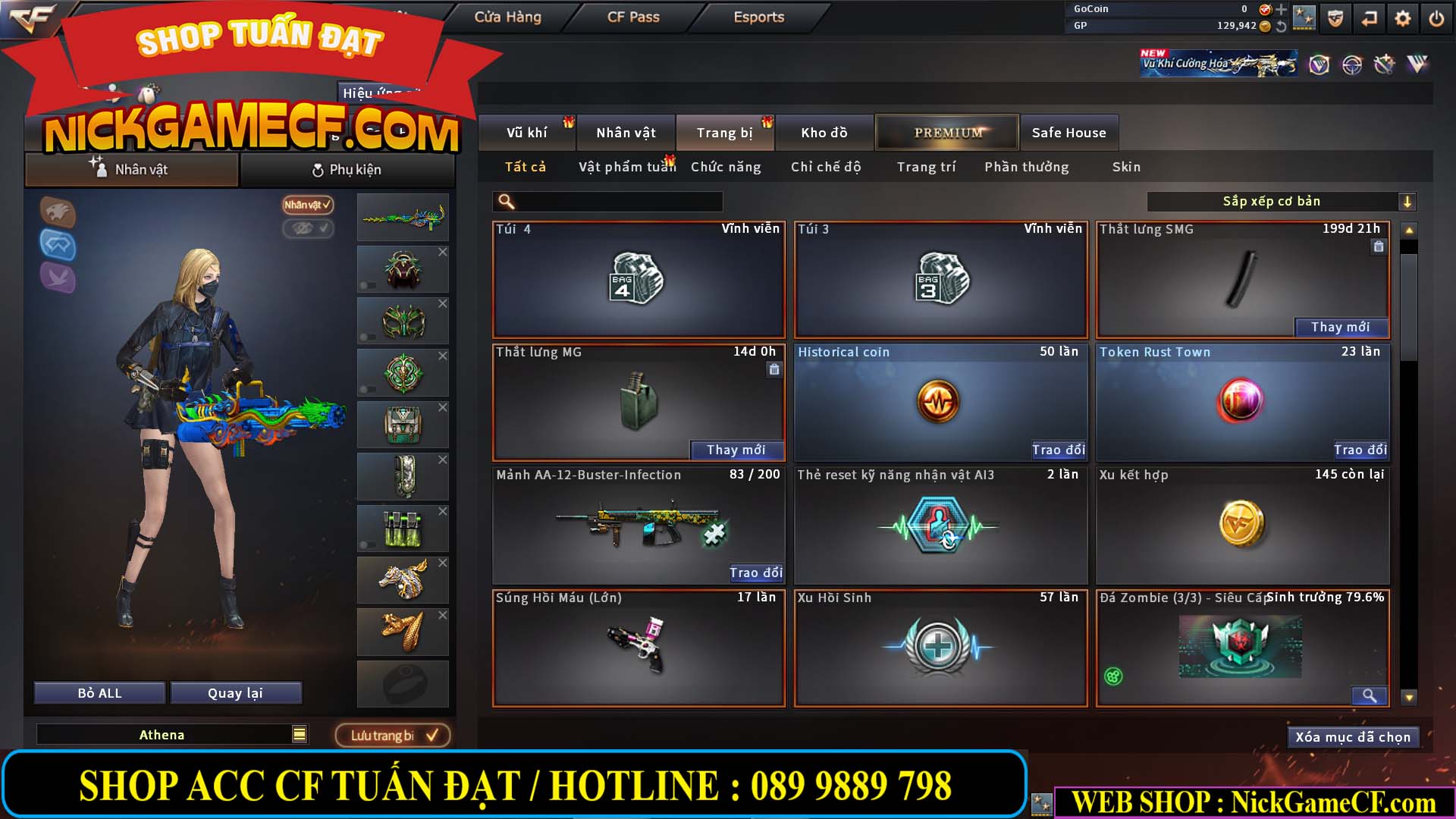 MÃ CF14484 - GIÁ : 2850K - CHIẾN ZOM SIÊU XINH - 20 VIP - GẦN VIP3