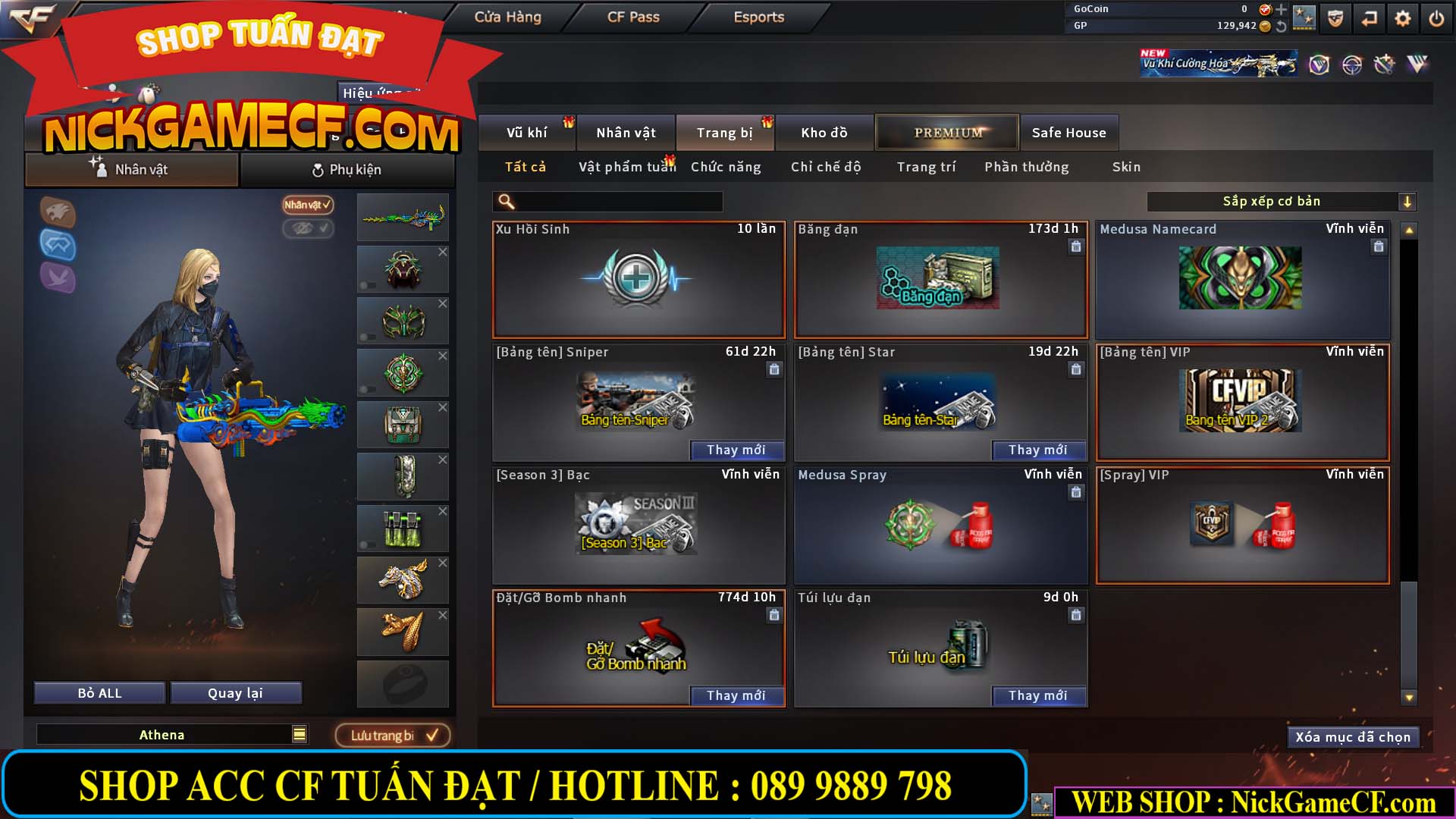 MÃ CF14484 - GIÁ : 2850K - CHIẾN ZOM SIÊU XINH - 20 VIP - GẦN VIP3