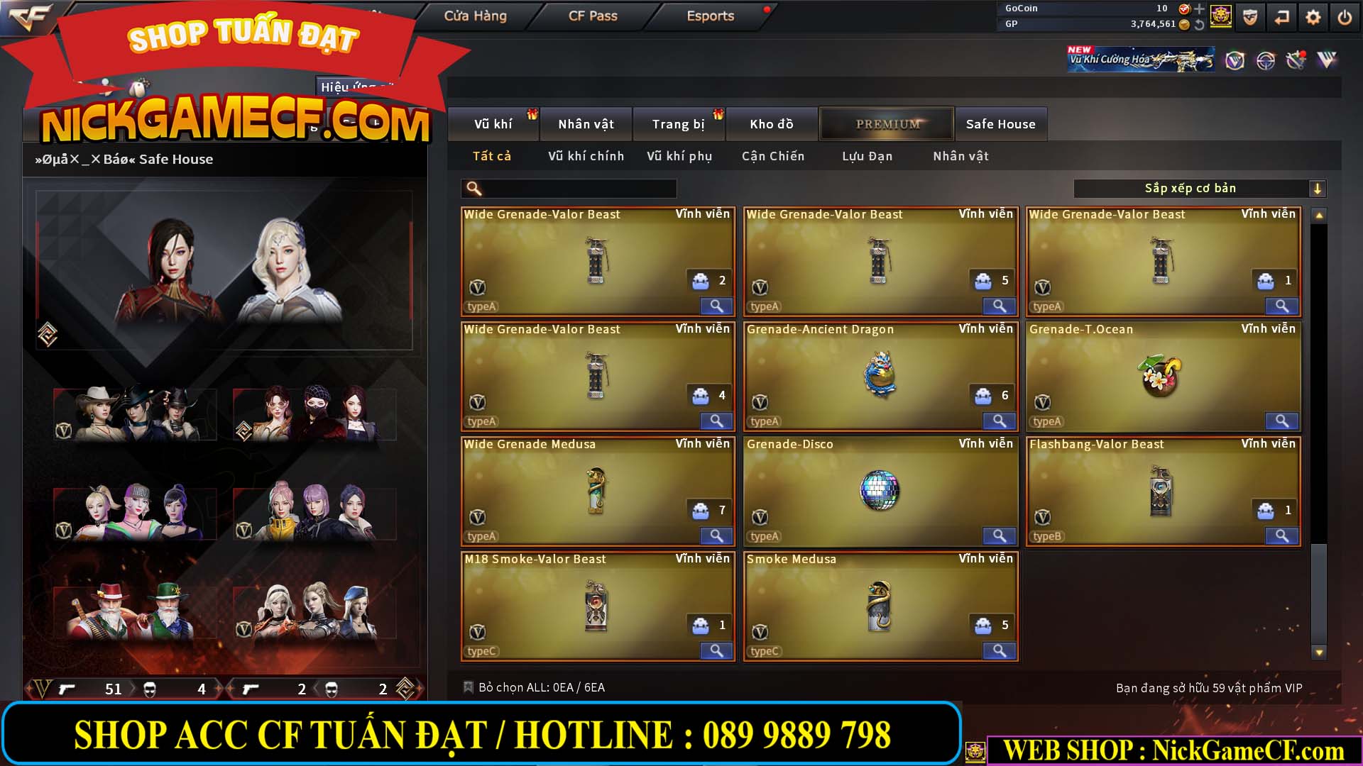 MÃ CF14499 - GIÁ : 7999K - CHIẾN ZOM C4 - 59 VIP + 2K GO LÊN VIP7