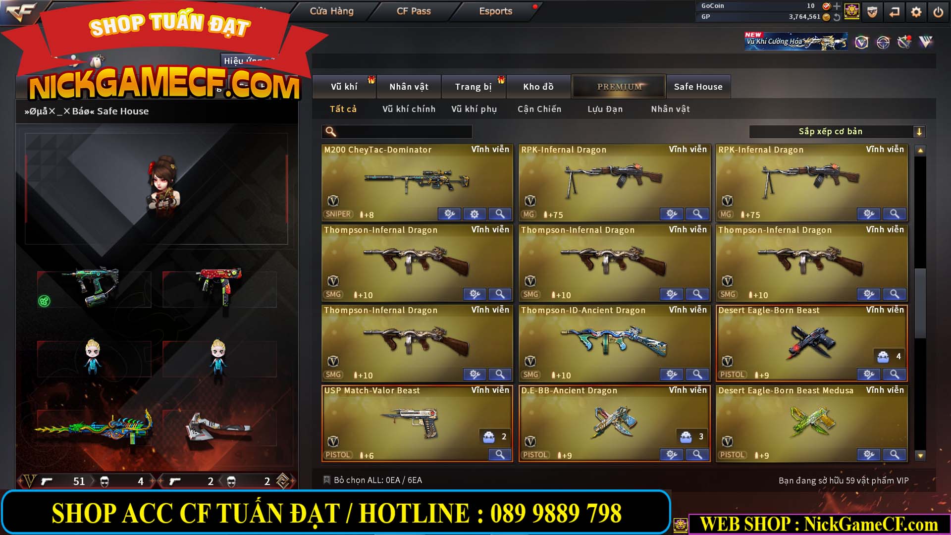 MÃ CF14499 - GIÁ : 7999K - CHIẾN ZOM C4 - 59 VIP + 2K GO LÊN VIP7