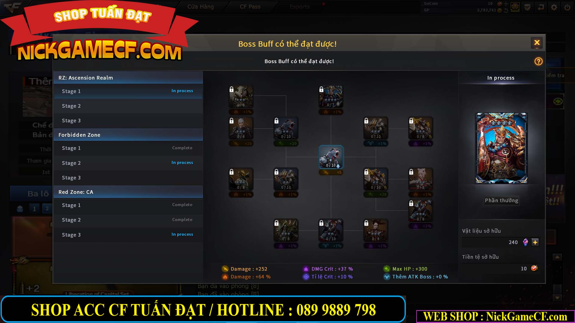 MÃ CF14499 - GIÁ : 7999K - CHIẾN ZOM C4 - 59 VIP + 2K GO LÊN VIP7