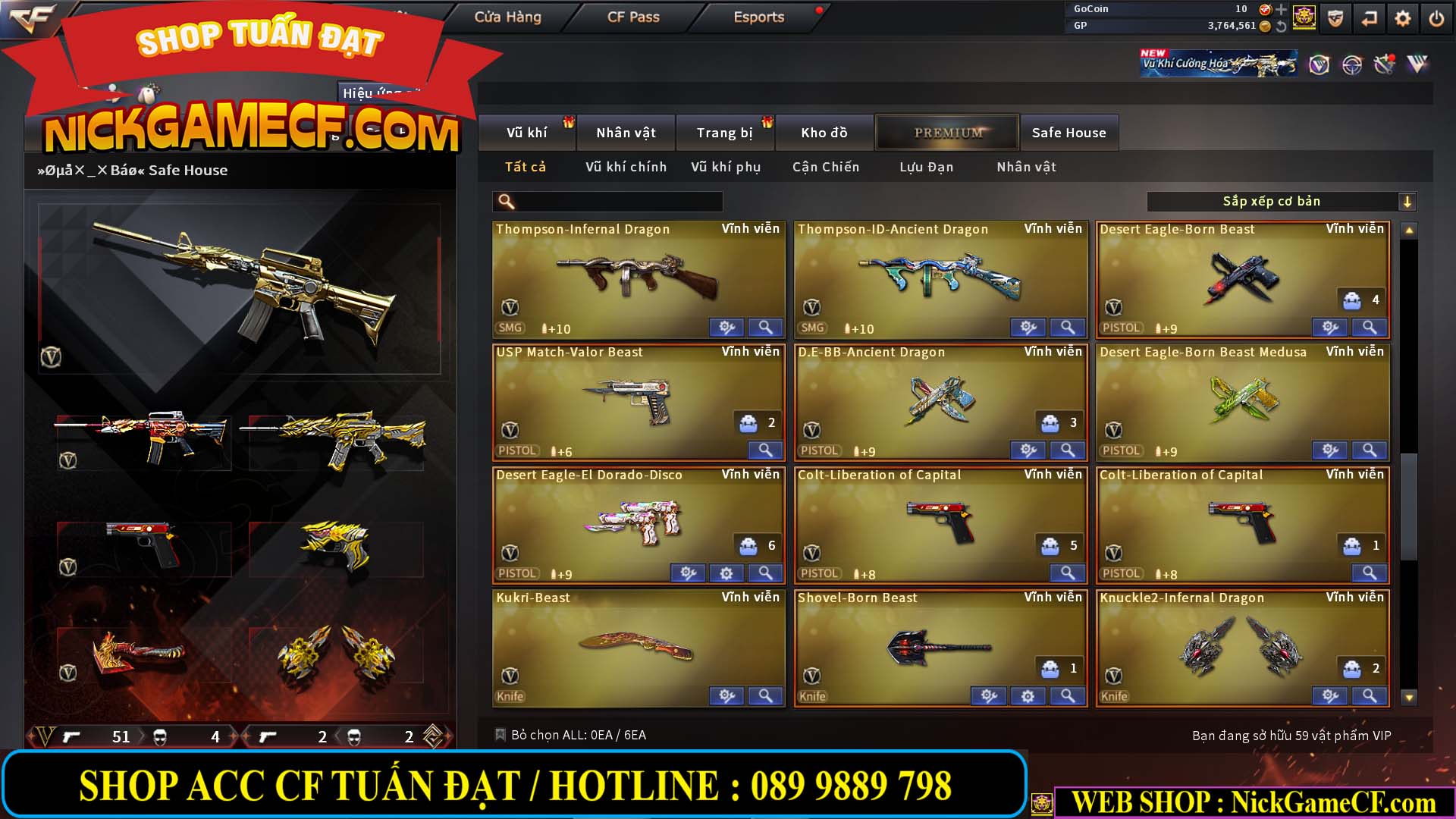 MÃ CF14499 - GIÁ : 7999K - CHIẾN ZOM C4 - 59 VIP + 2K GO LÊN VIP7