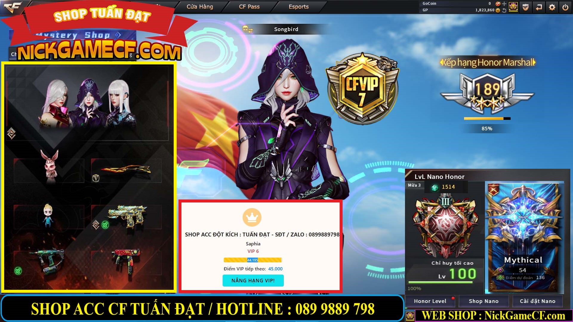 MÃ CF14547 - GIÁ : 9999K - SIÊU XỊN XÒ + 800 GO UP VIP7