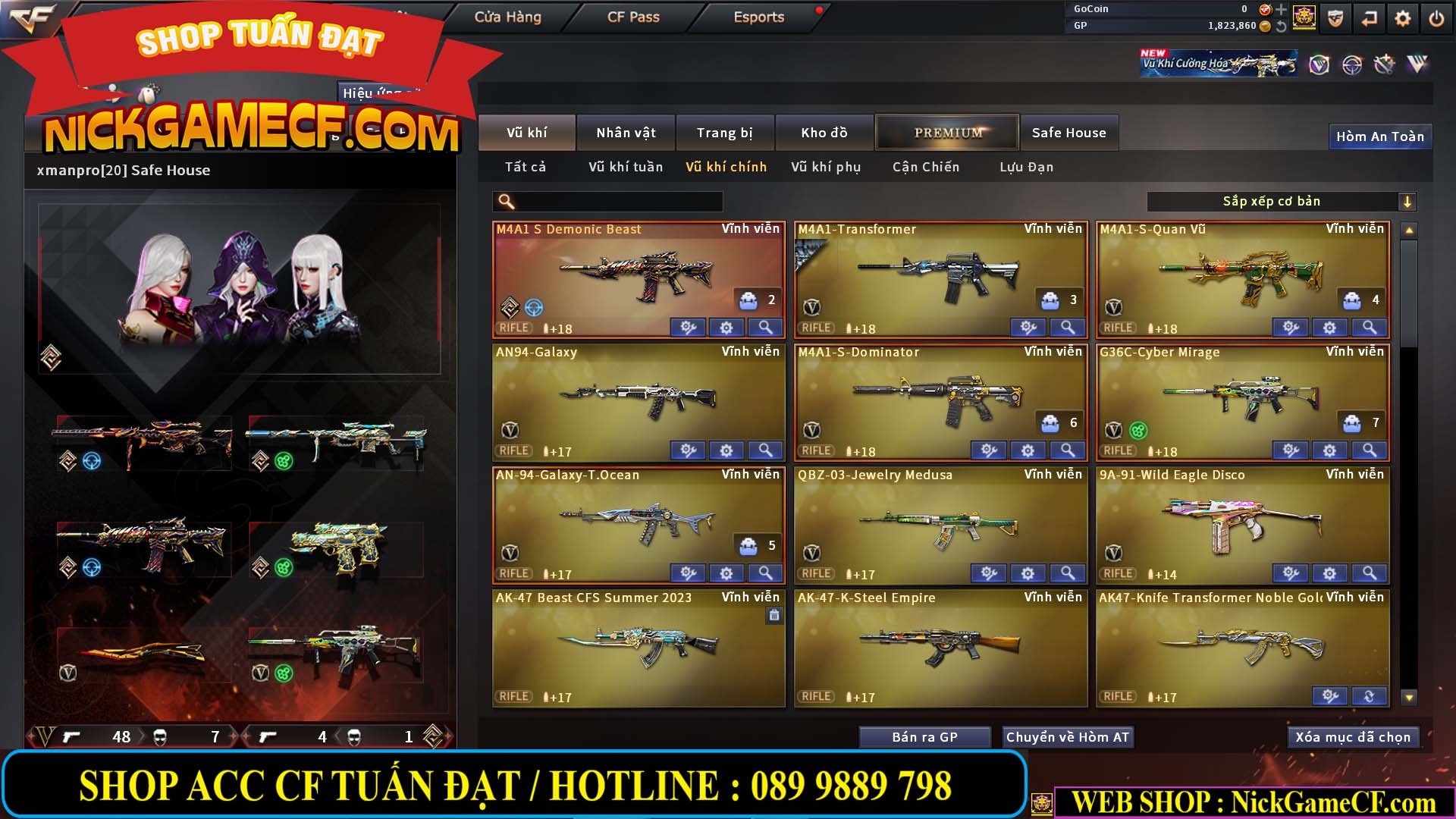 MÃ CF14547 - GIÁ : 9999K - SIÊU XỊN XÒ + 800 GO UP VIP7