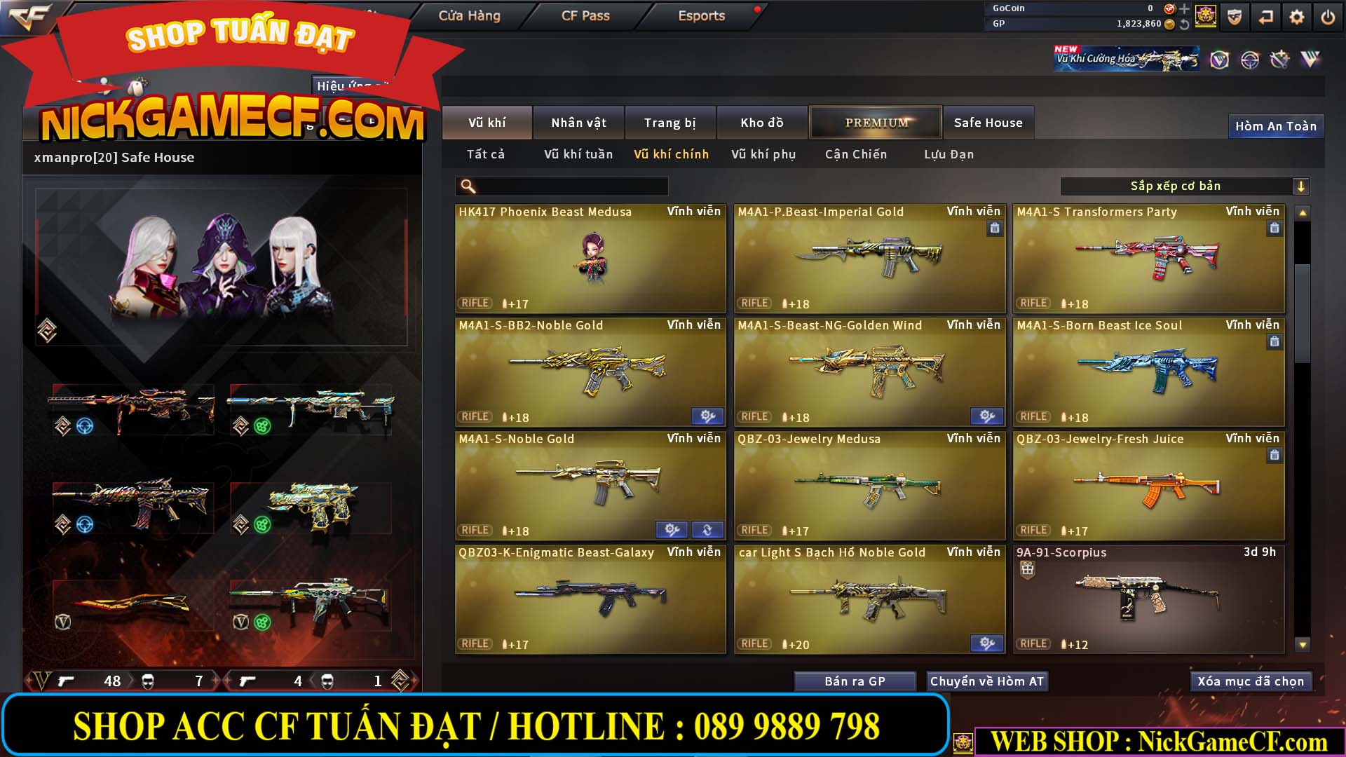 MÃ CF14547 - GIÁ : 9999K - SIÊU XỊN XÒ + 800 GO UP VIP7