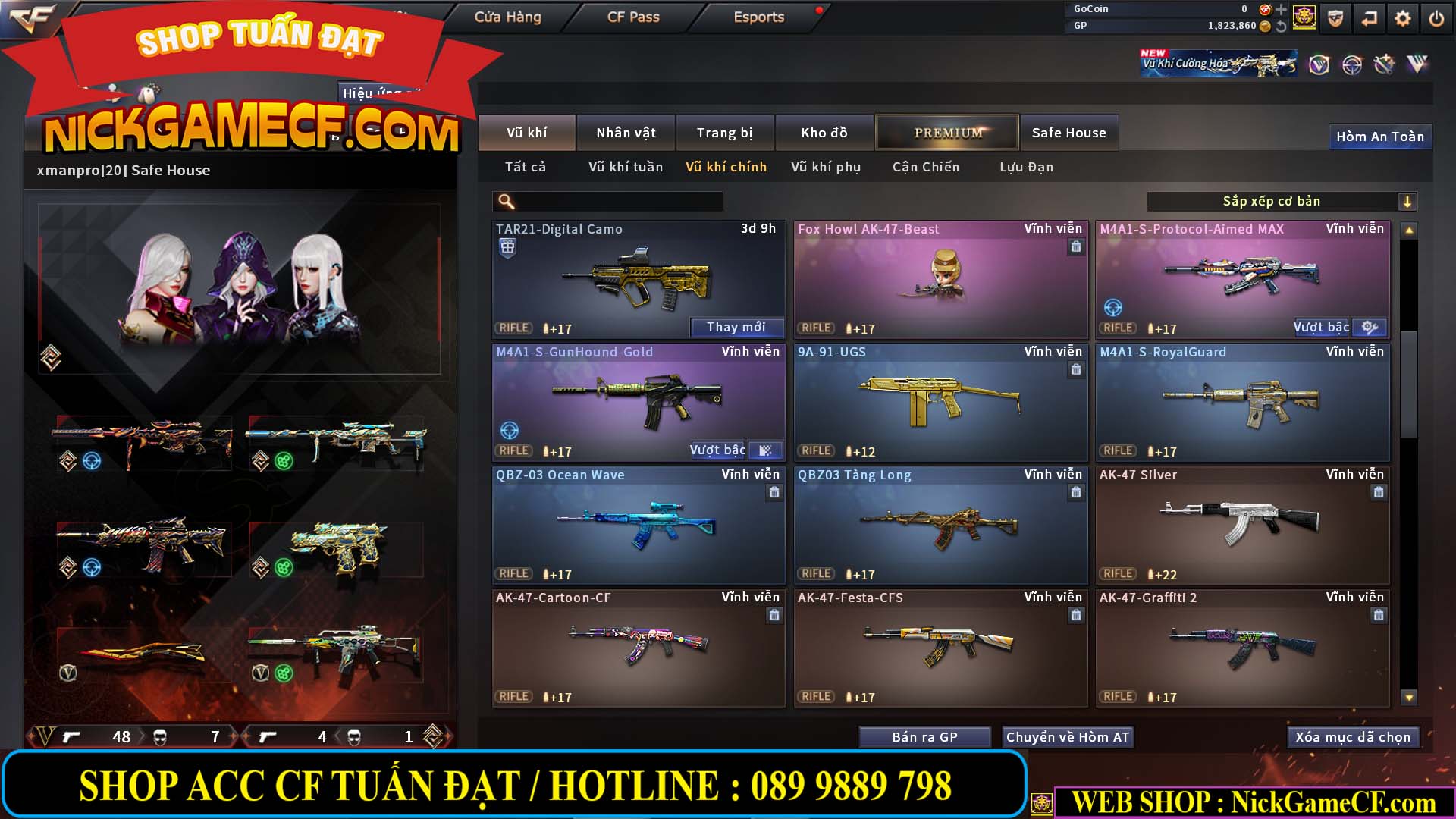 MÃ CF14547 - GIÁ : 9999K - SIÊU XỊN XÒ + 800 GO UP VIP7