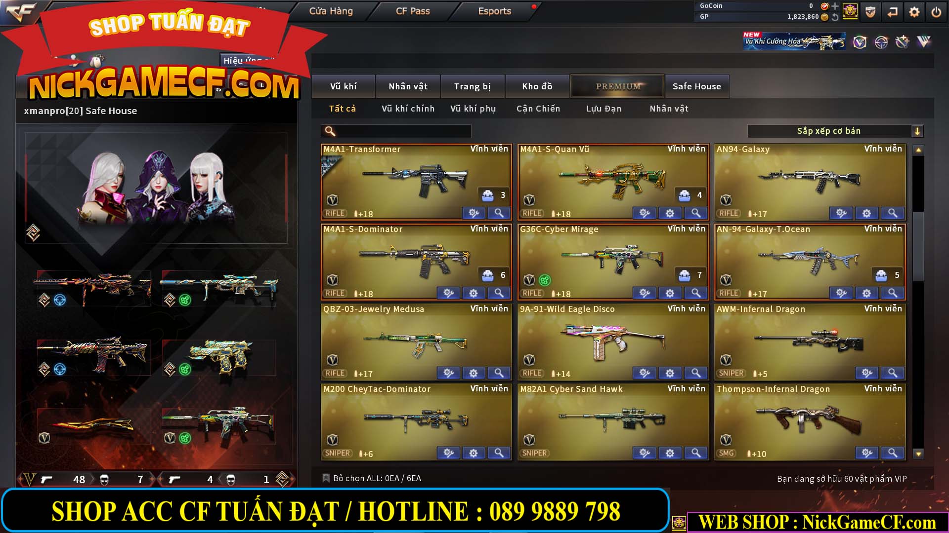 MÃ CF14547 - GIÁ : 9999K - SIÊU XỊN XÒ + 800 GO UP VIP7