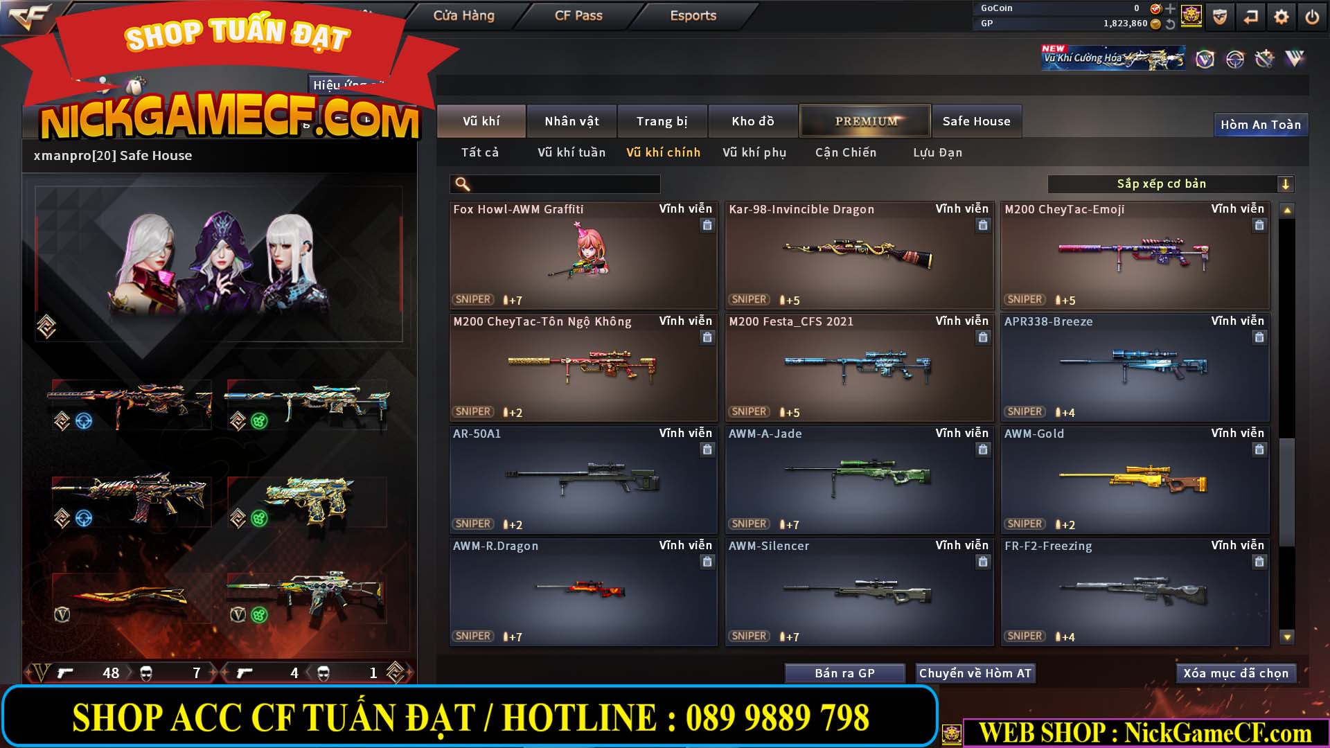 MÃ CF14547 - GIÁ : 9999K - SIÊU XỊN XÒ + 800 GO UP VIP7