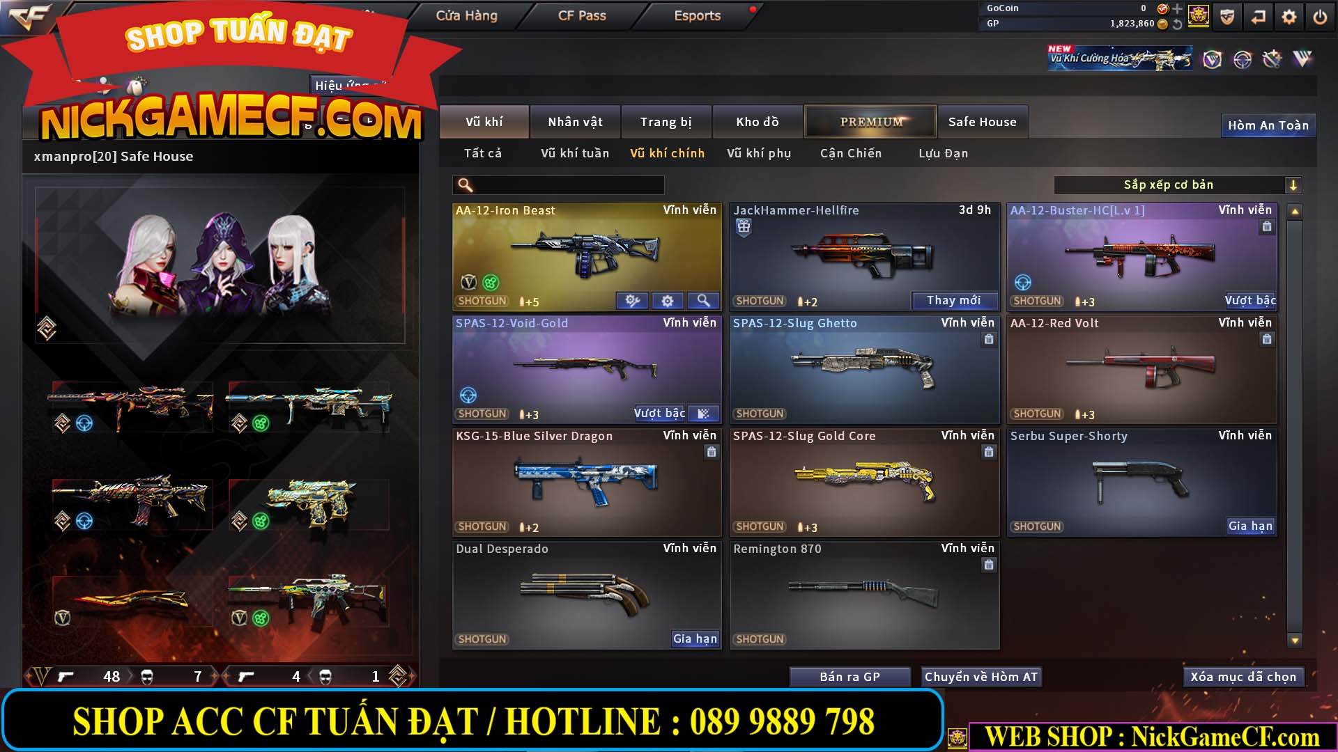 MÃ CF14547 - GIÁ : 9999K - SIÊU XỊN XÒ + 800 GO UP VIP7