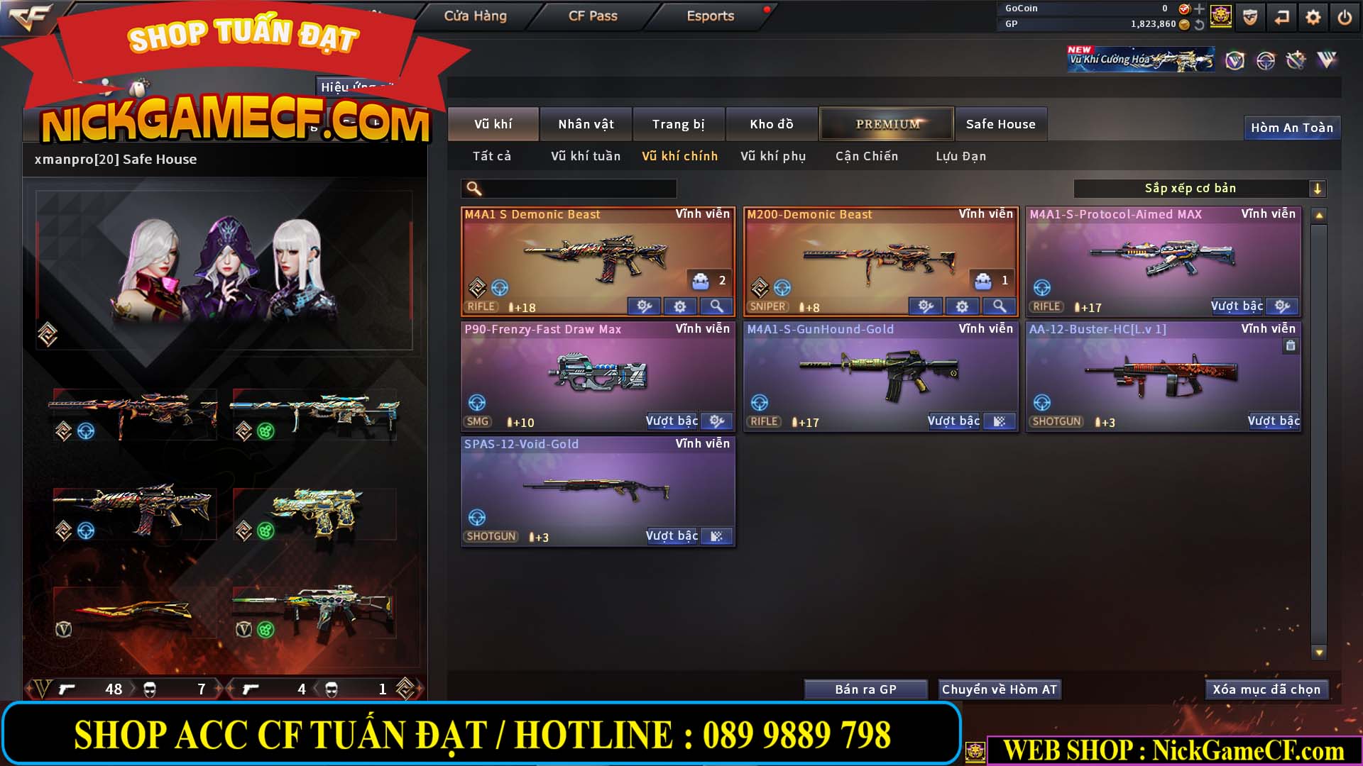 MÃ CF14547 - GIÁ : 9999K - SIÊU XỊN XÒ + 800 GO UP VIP7