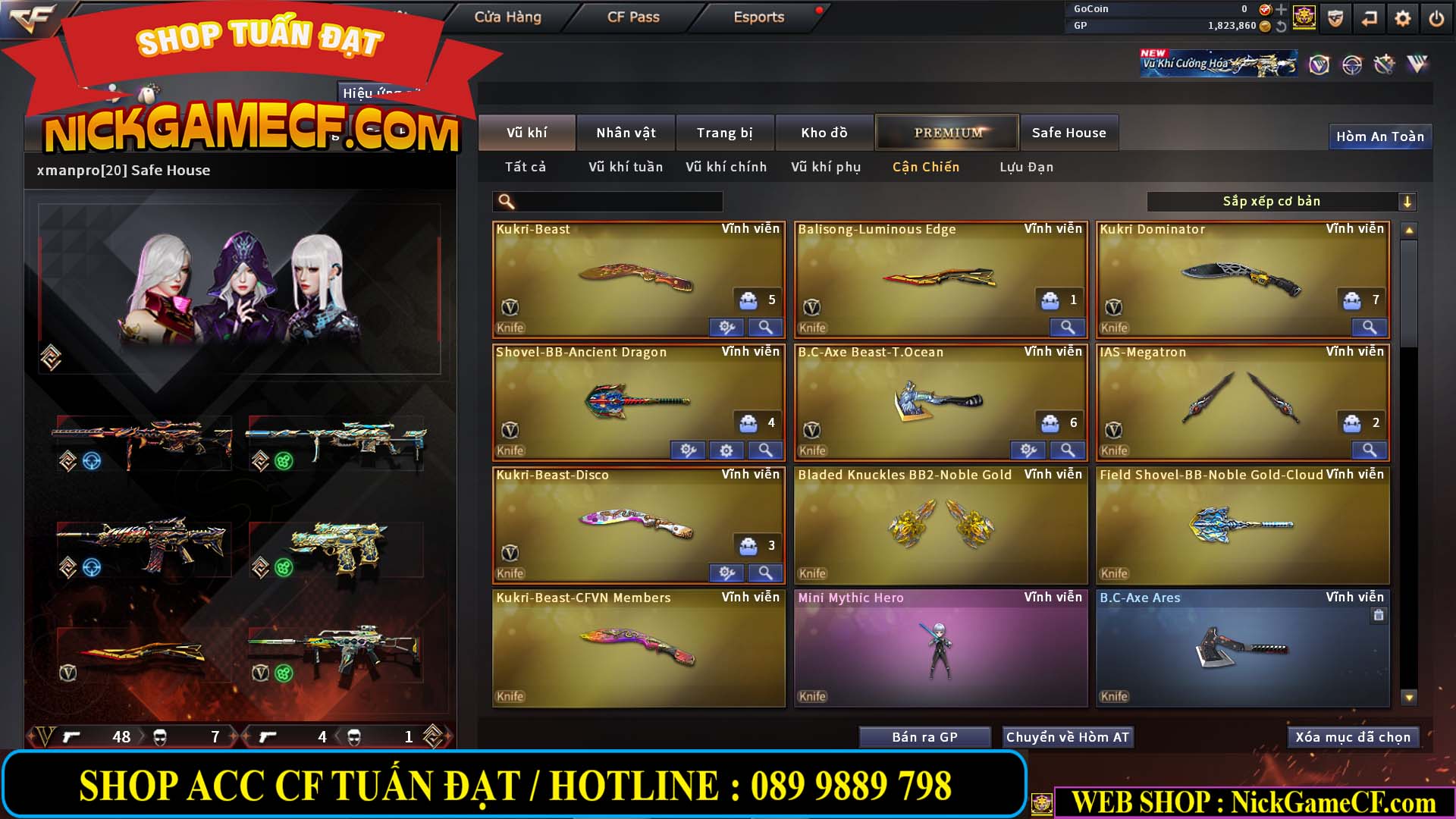 MÃ CF14547 - GIÁ : 9999K - SIÊU XỊN XÒ + 800 GO UP VIP7