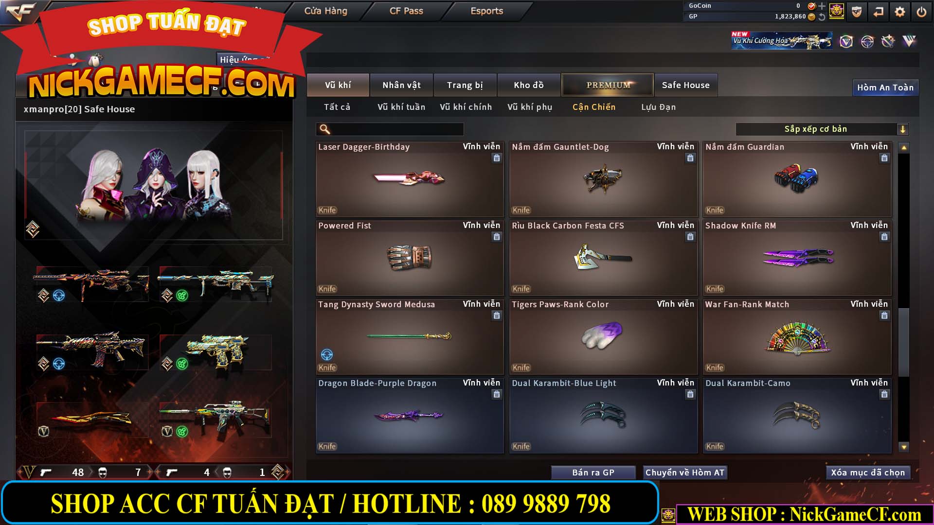 MÃ CF14547 - GIÁ : 9999K - SIÊU XỊN XÒ + 800 GO UP VIP7