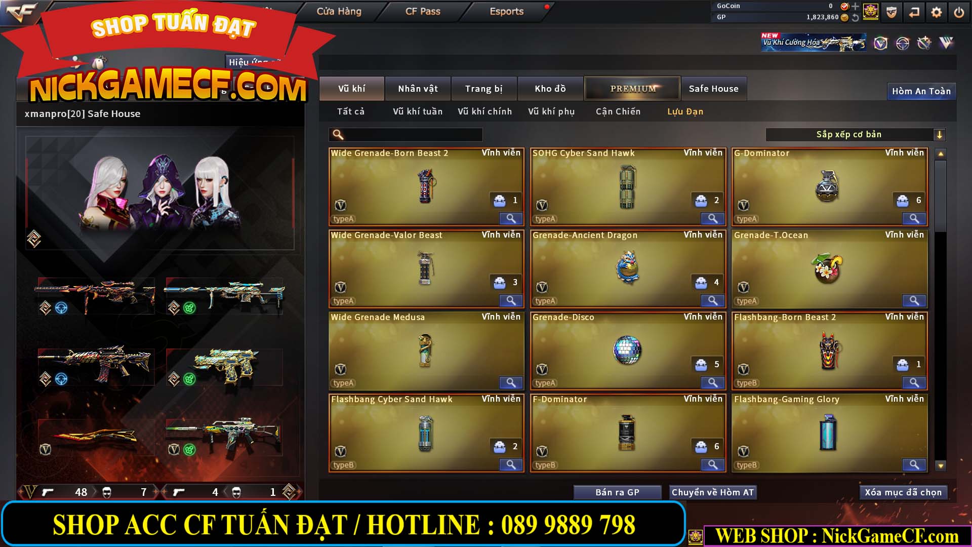 MÃ CF14547 - GIÁ : 9999K - SIÊU XỊN XÒ + 800 GO UP VIP7