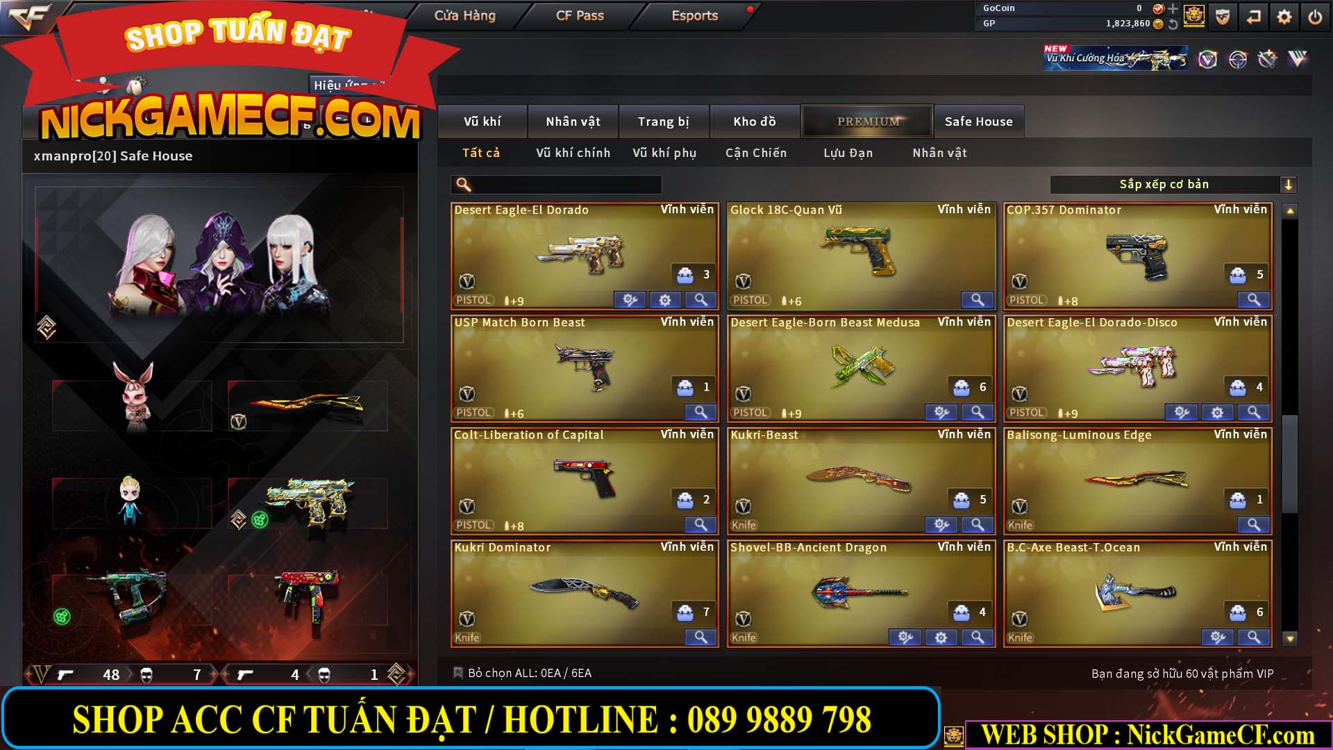 MÃ CF14547 - GIÁ : 9999K - SIÊU XỊN XÒ + 800 GO UP VIP7