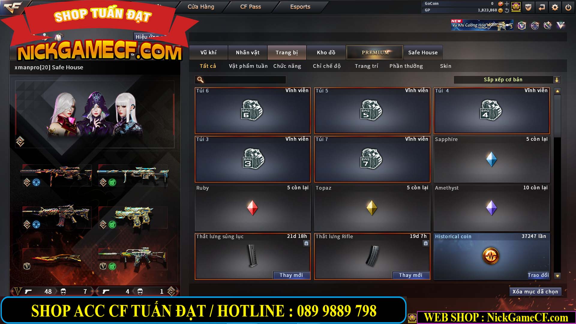 MÃ CF14547 - GIÁ : 9999K - SIÊU XỊN XÒ + 800 GO UP VIP7