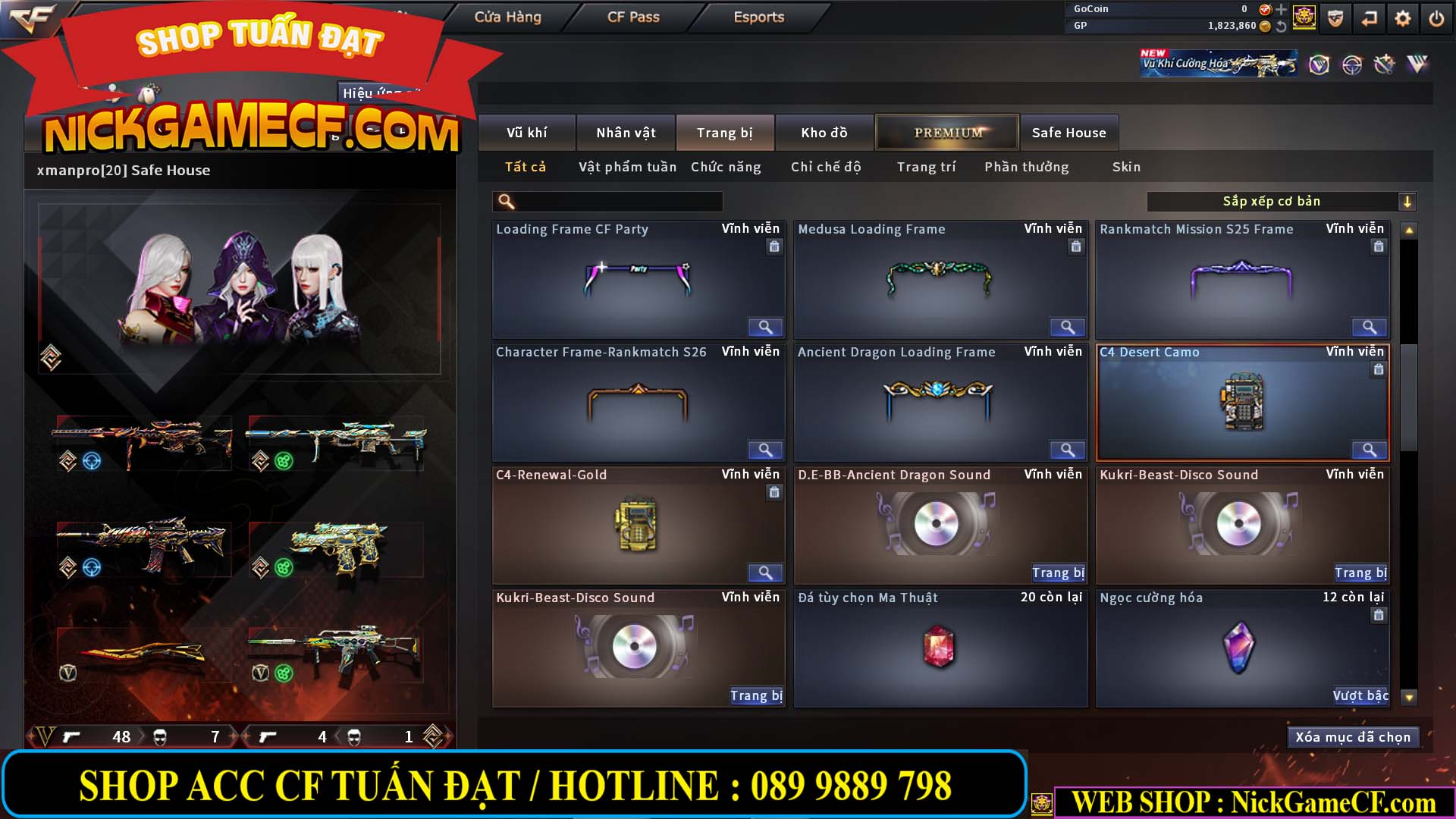 MÃ CF14547 - GIÁ : 9999K - SIÊU XỊN XÒ + 800 GO UP VIP7