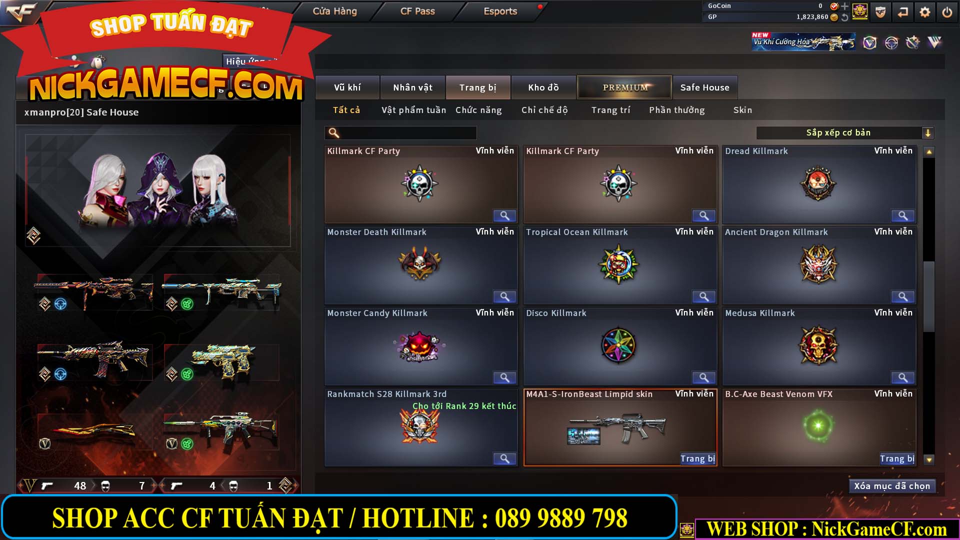 MÃ CF14547 - GIÁ : 9999K - SIÊU XỊN XÒ + 800 GO UP VIP7