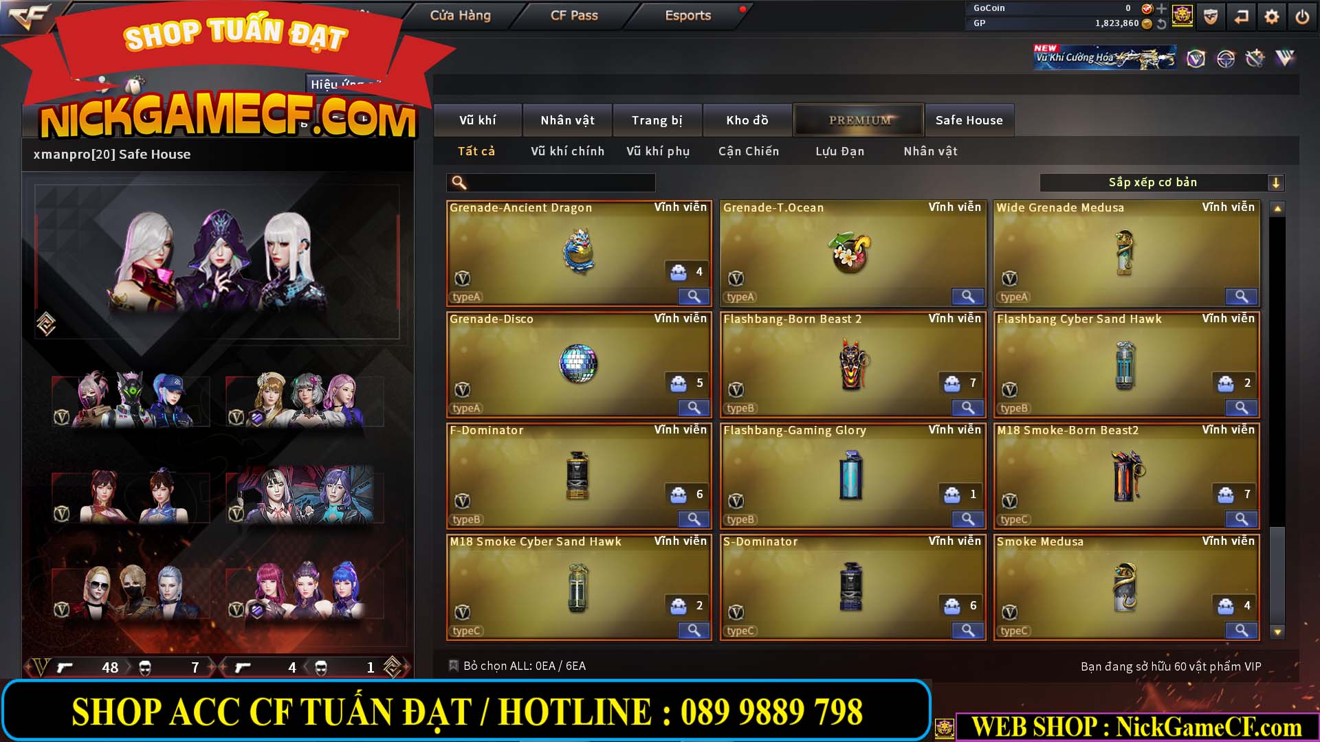 MÃ CF14547 - GIÁ : 9999K - SIÊU XỊN XÒ + 800 GO UP VIP7