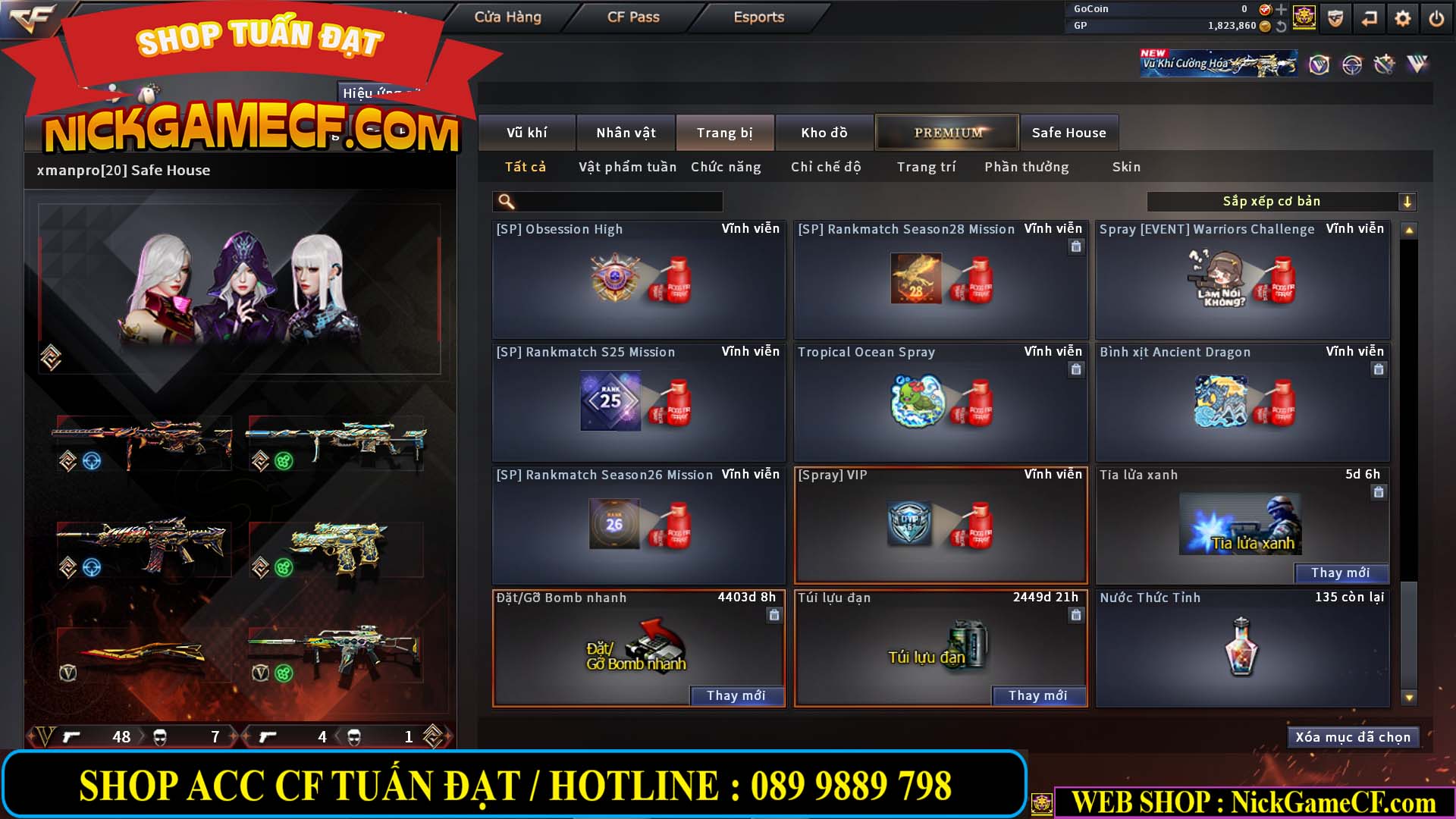 MÃ CF14547 - GIÁ : 9999K - SIÊU XỊN XÒ + 800 GO UP VIP7