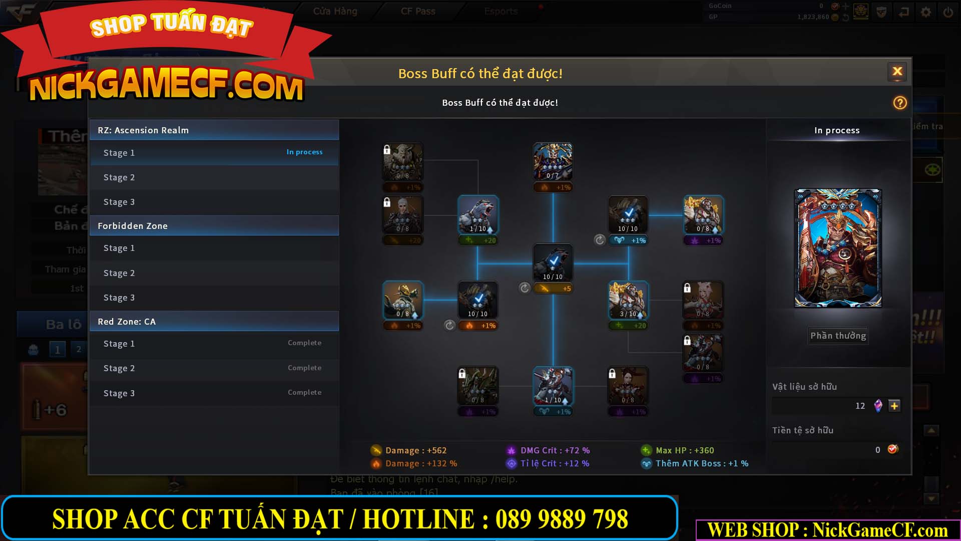 MÃ CF14547 - GIÁ : 9999K - SIÊU XỊN XÒ + 800 GO UP VIP7