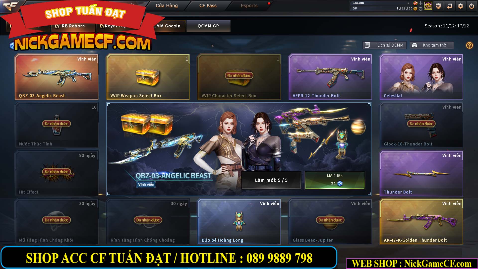 MÃ CF14547 - GIÁ : 9999K - SIÊU XỊN XÒ + 800 GO UP VIP7