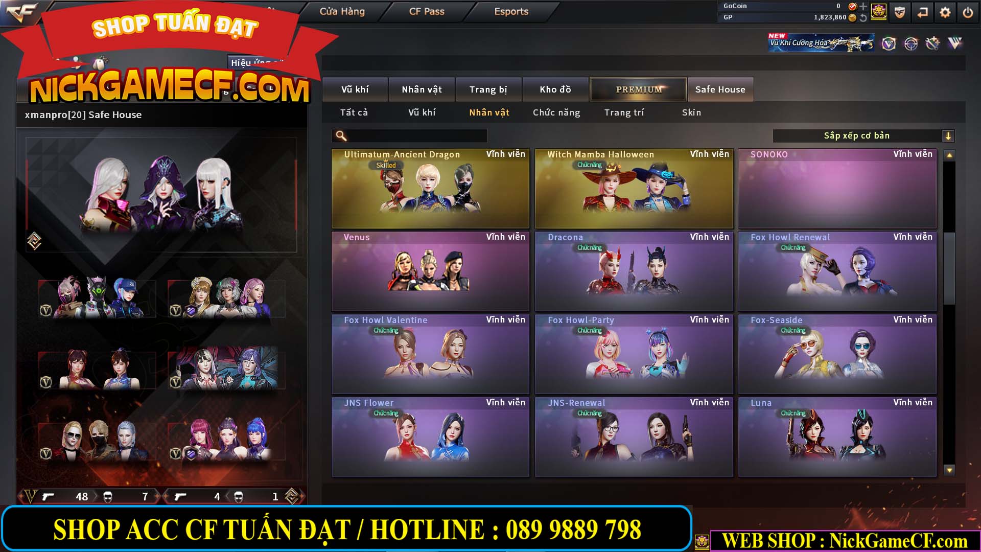 MÃ CF14547 - GIÁ : 9999K - SIÊU XỊN XÒ + 800 GO UP VIP7