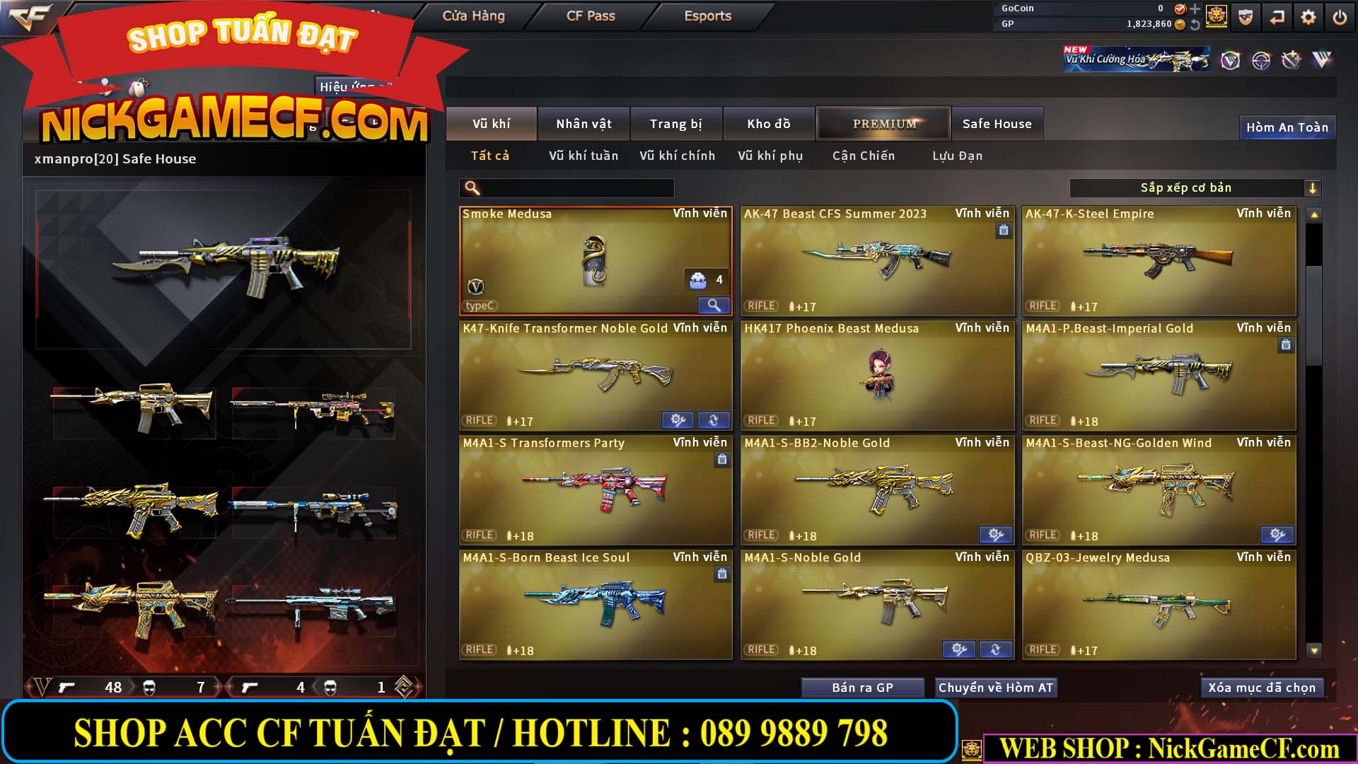 MÃ CF14547 - GIÁ : 9999K - SIÊU XỊN XÒ + 800 GO UP VIP7