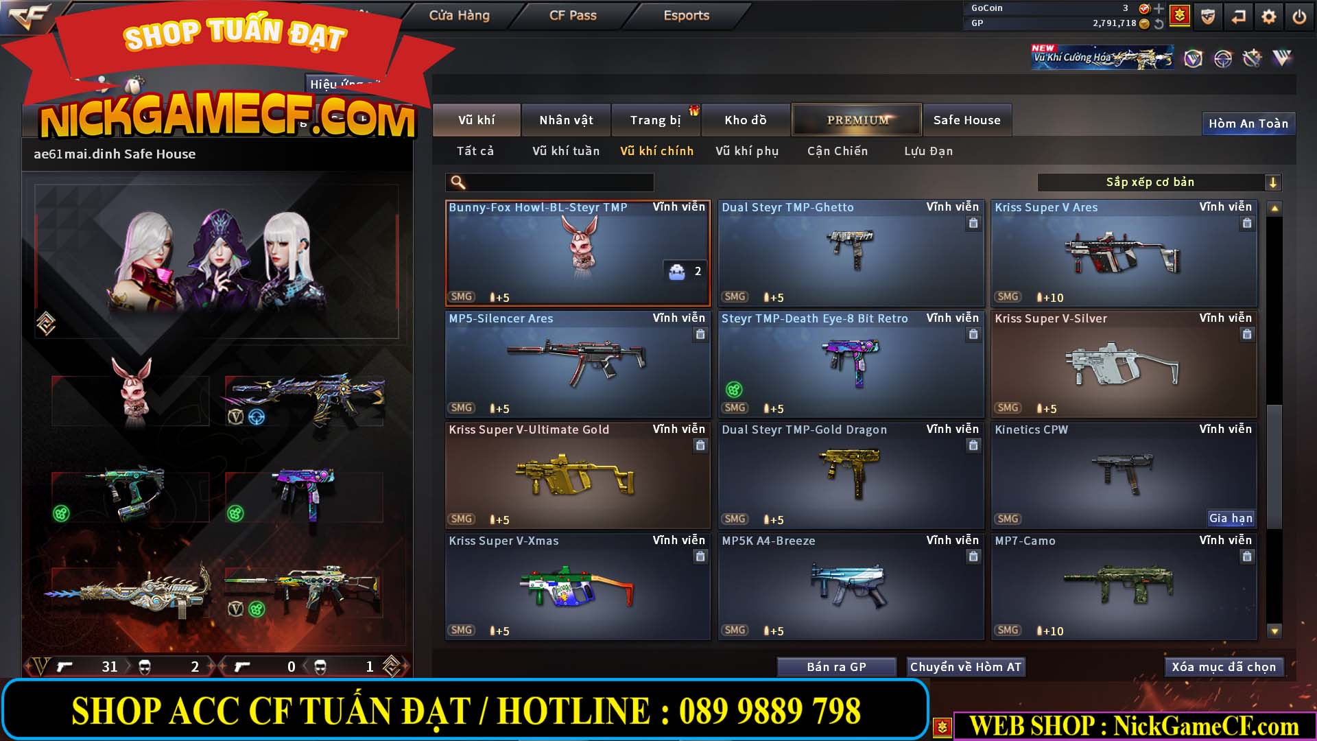 MÃ CF14705 - GIÁ : 8888K - CHIẾN ZOM XỊN - C4 XINH - 34 VIP - VIP6 WEB