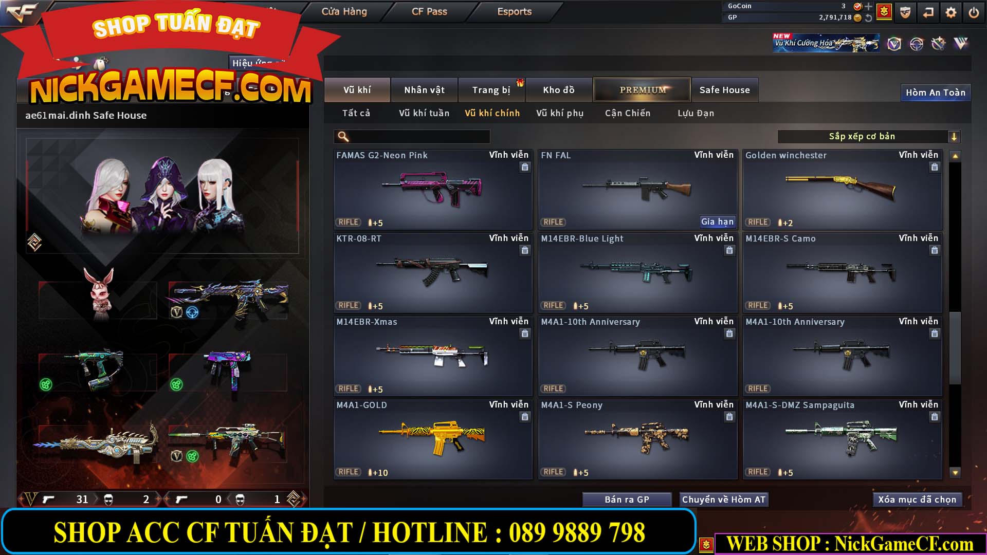 MÃ CF14705 - GIÁ : 8888K - CHIẾN ZOM XỊN - C4 XINH - 34 VIP - VIP6 WEB