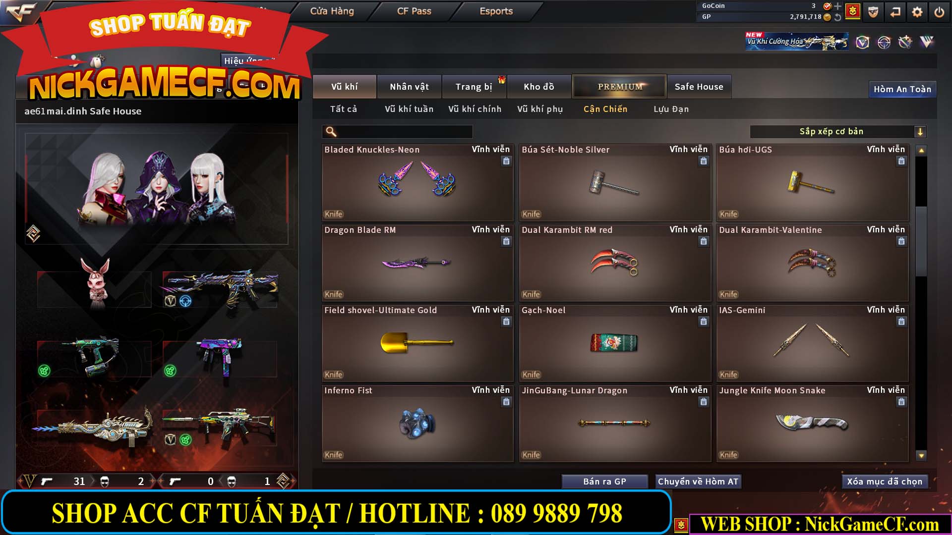 MÃ CF14705 - GIÁ : 8888K - CHIẾN ZOM XỊN - C4 XINH - 34 VIP - VIP6 WEB