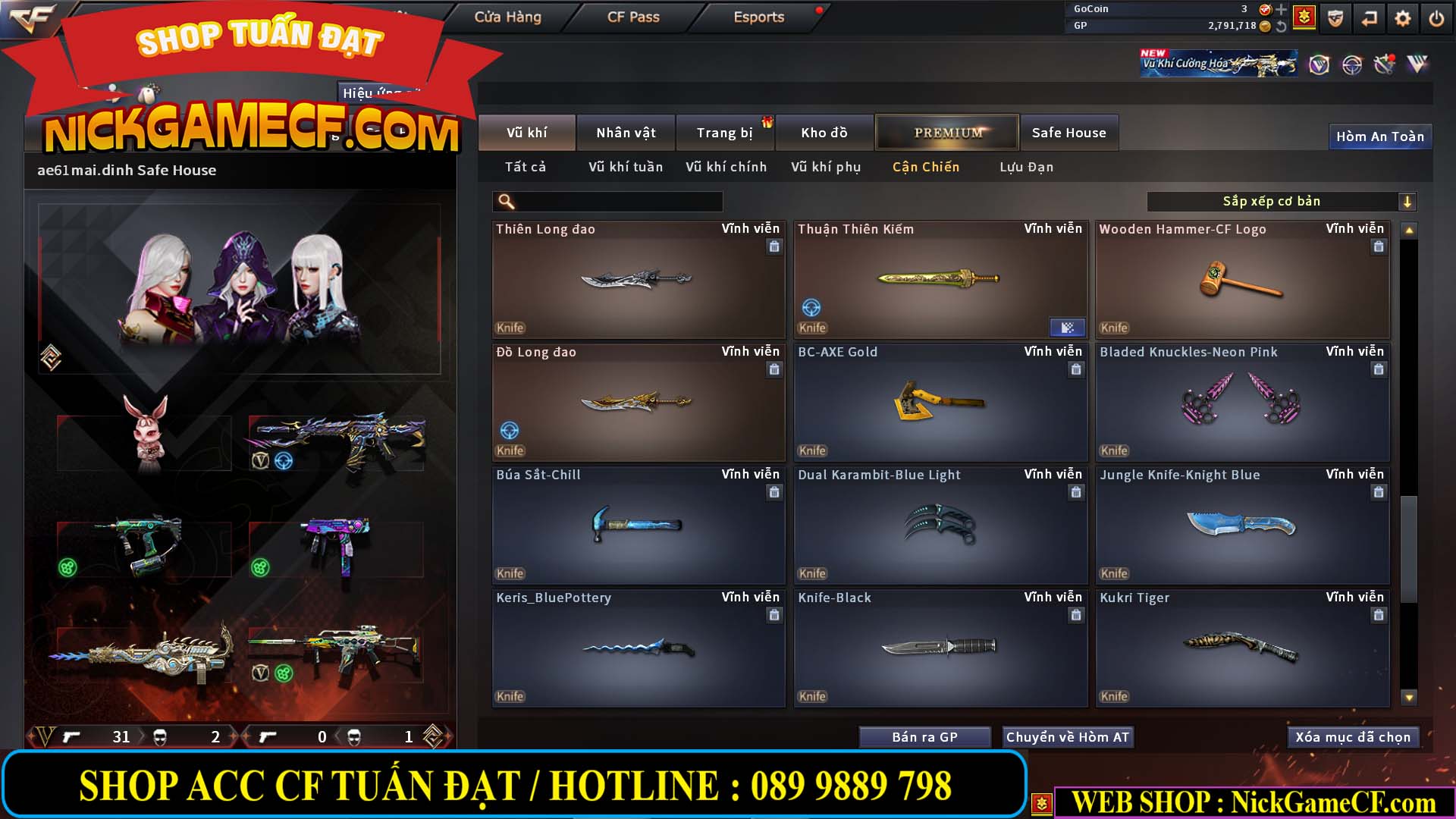 MÃ CF14705 - GIÁ : 8888K - CHIẾN ZOM XỊN - C4 XINH - 34 VIP - VIP6 WEB