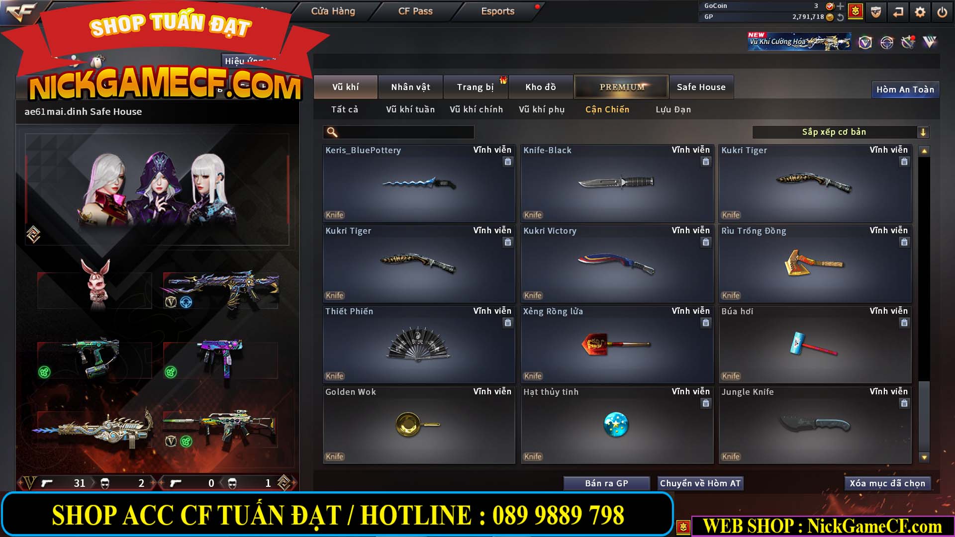 MÃ CF14705 - GIÁ : 8888K - CHIẾN ZOM XỊN - C4 XINH - 34 VIP - VIP6 WEB