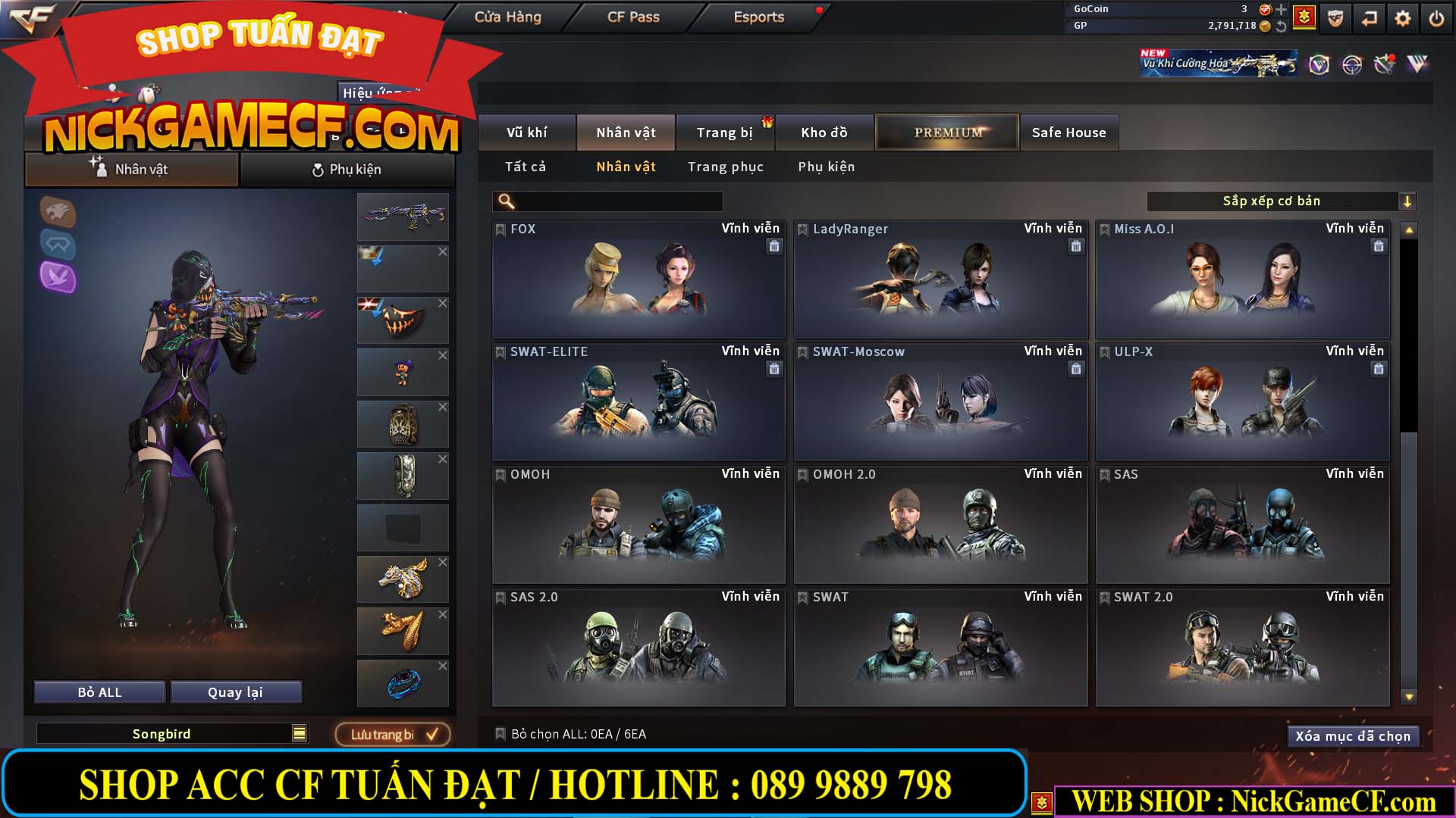 MÃ CF14705 - GIÁ : 8888K - CHIẾN ZOM XỊN - C4 XINH - 34 VIP - VIP6 WEB