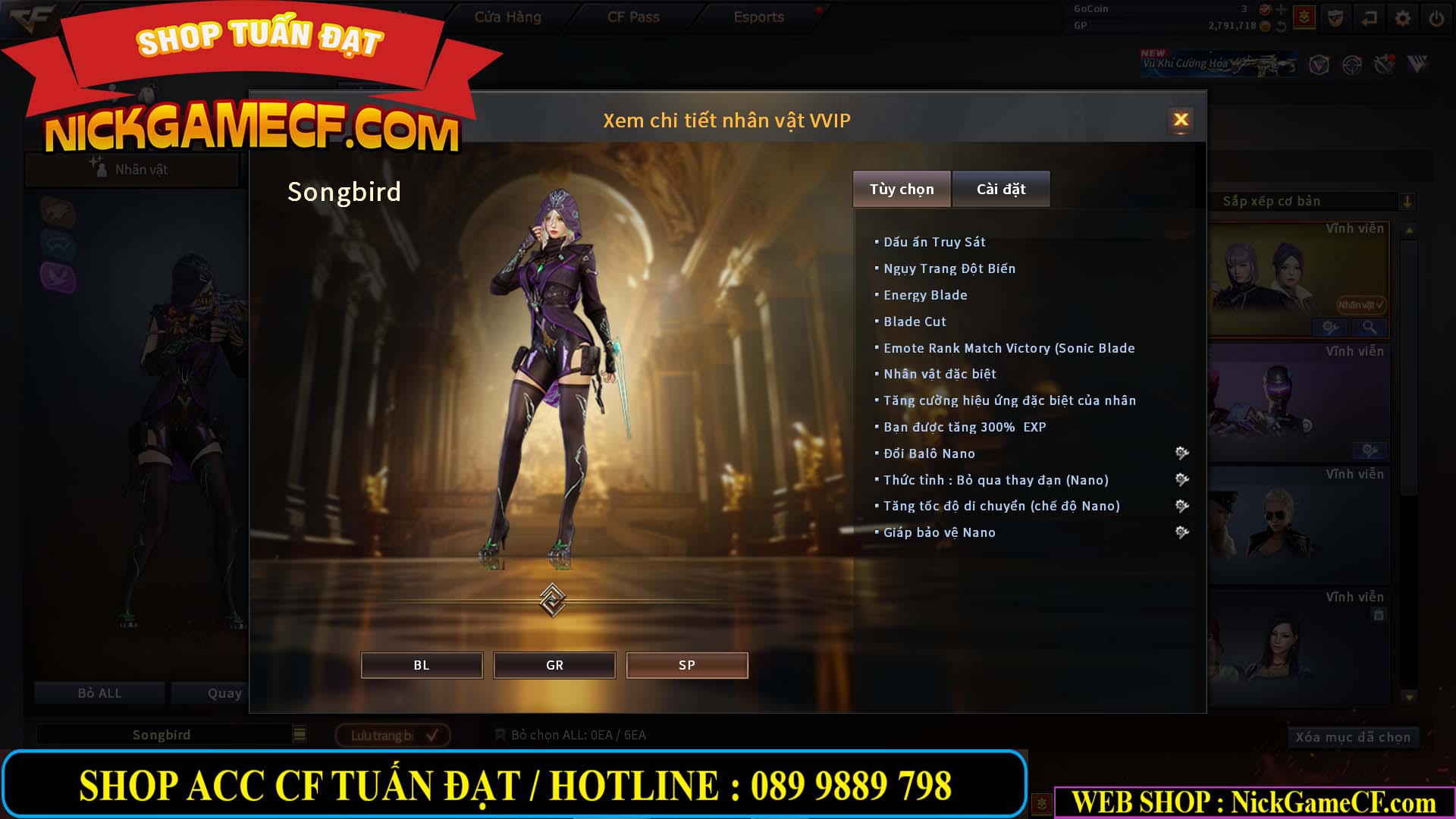 MÃ CF14705 - GIÁ : 8888K - CHIẾN ZOM XỊN - C4 XINH - 34 VIP - VIP6 WEB