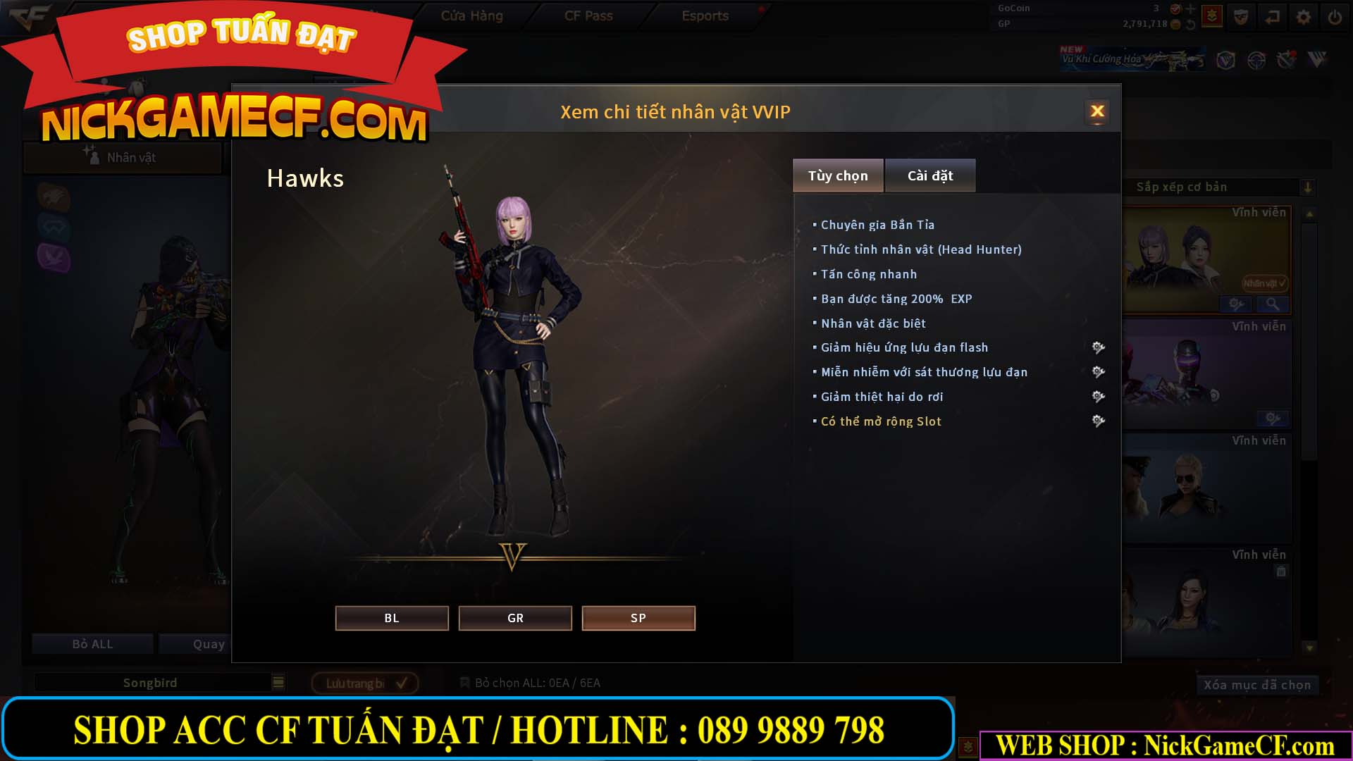 MÃ CF14705 - GIÁ : 8888K - CHIẾN ZOM XỊN - C4 XINH - 34 VIP - VIP6 WEB