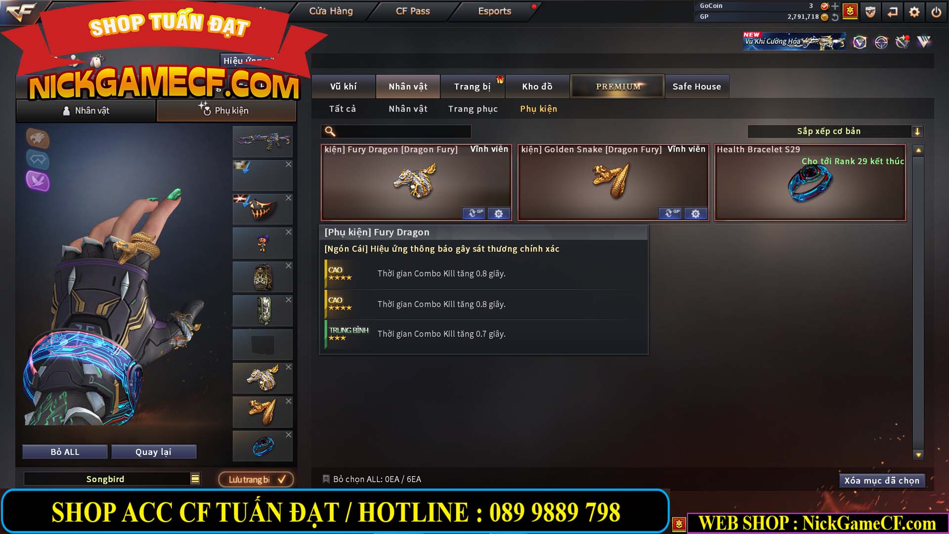 MÃ CF14705 - GIÁ : 8888K - CHIẾN ZOM XỊN - C4 XINH - 34 VIP - VIP6 WEB