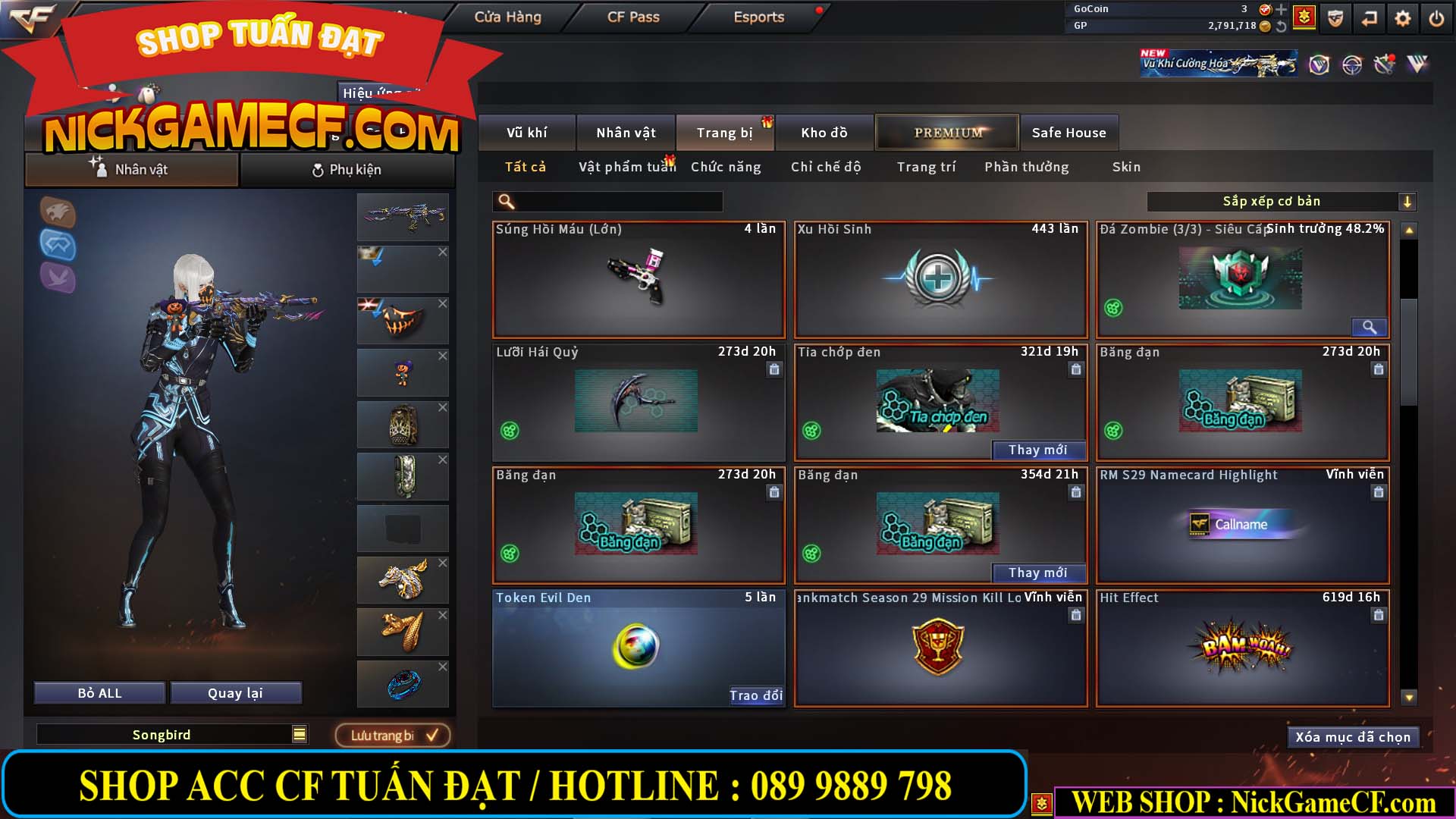 MÃ CF14705 - GIÁ : 8888K - CHIẾN ZOM XỊN - C4 XINH - 34 VIP - VIP6 WEB