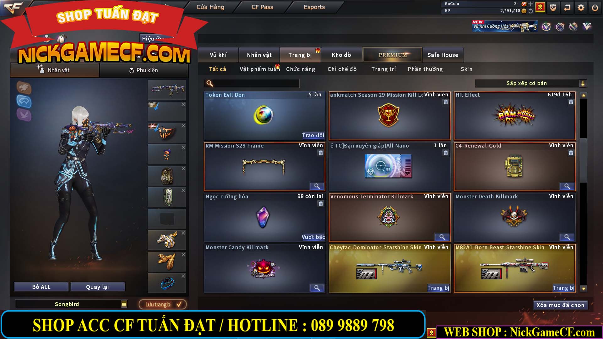 MÃ CF14705 - GIÁ : 8888K - CHIẾN ZOM XỊN - C4 XINH - 34 VIP - VIP6 WEB